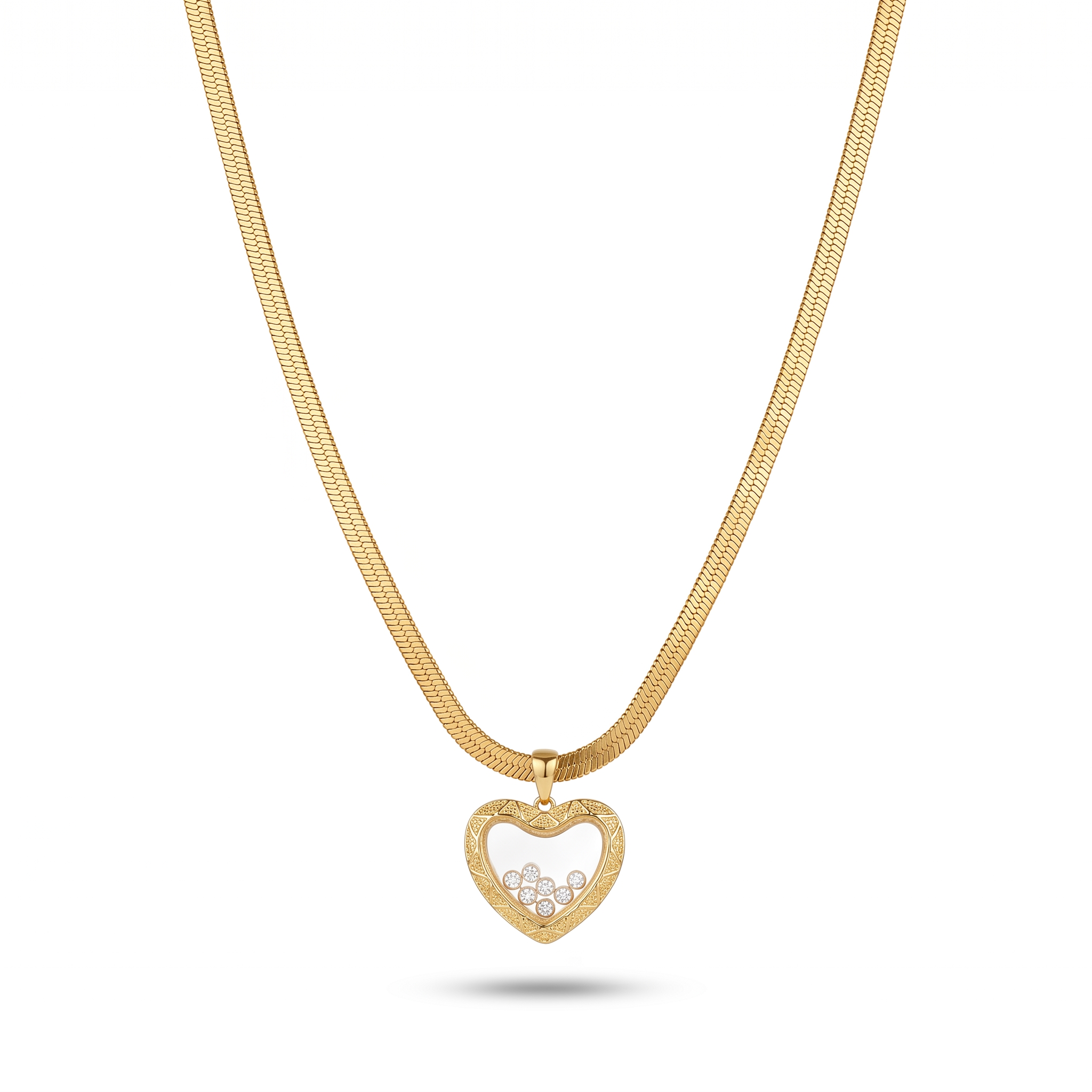Luxe Heart Charm Snake Chain Necklace