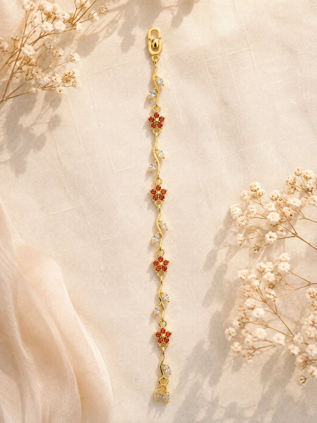 Rivaya Orange Floral Stone Bracelet