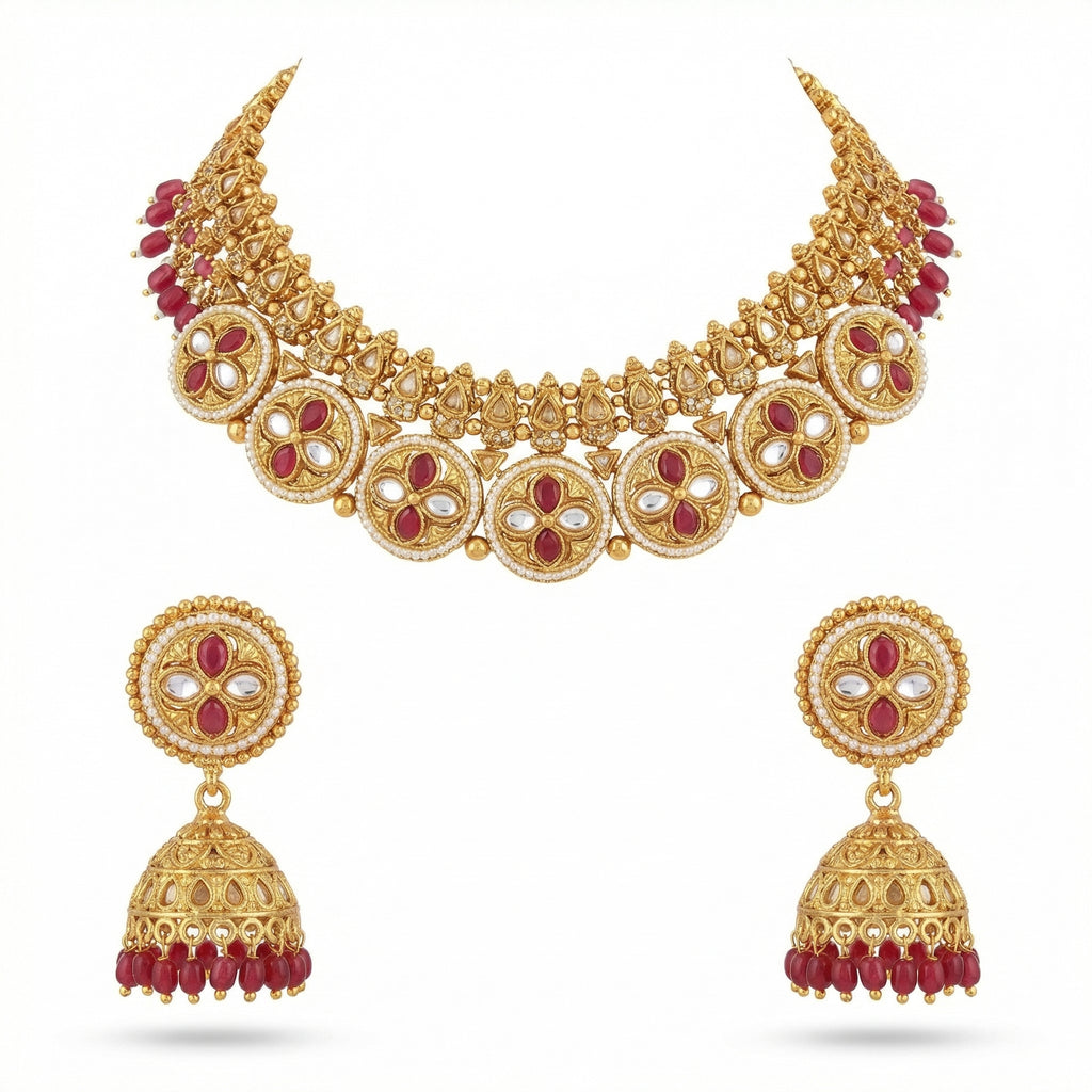 Rivaya Ruby Kundan Choker Set