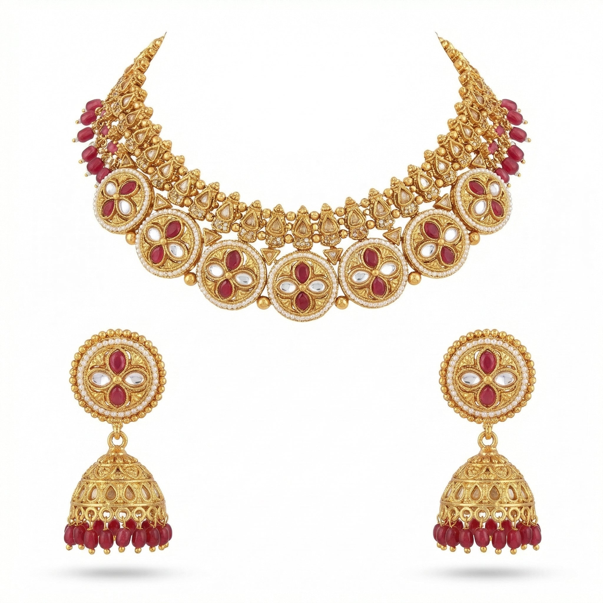Rivaya Ruby Kundan Choker Set