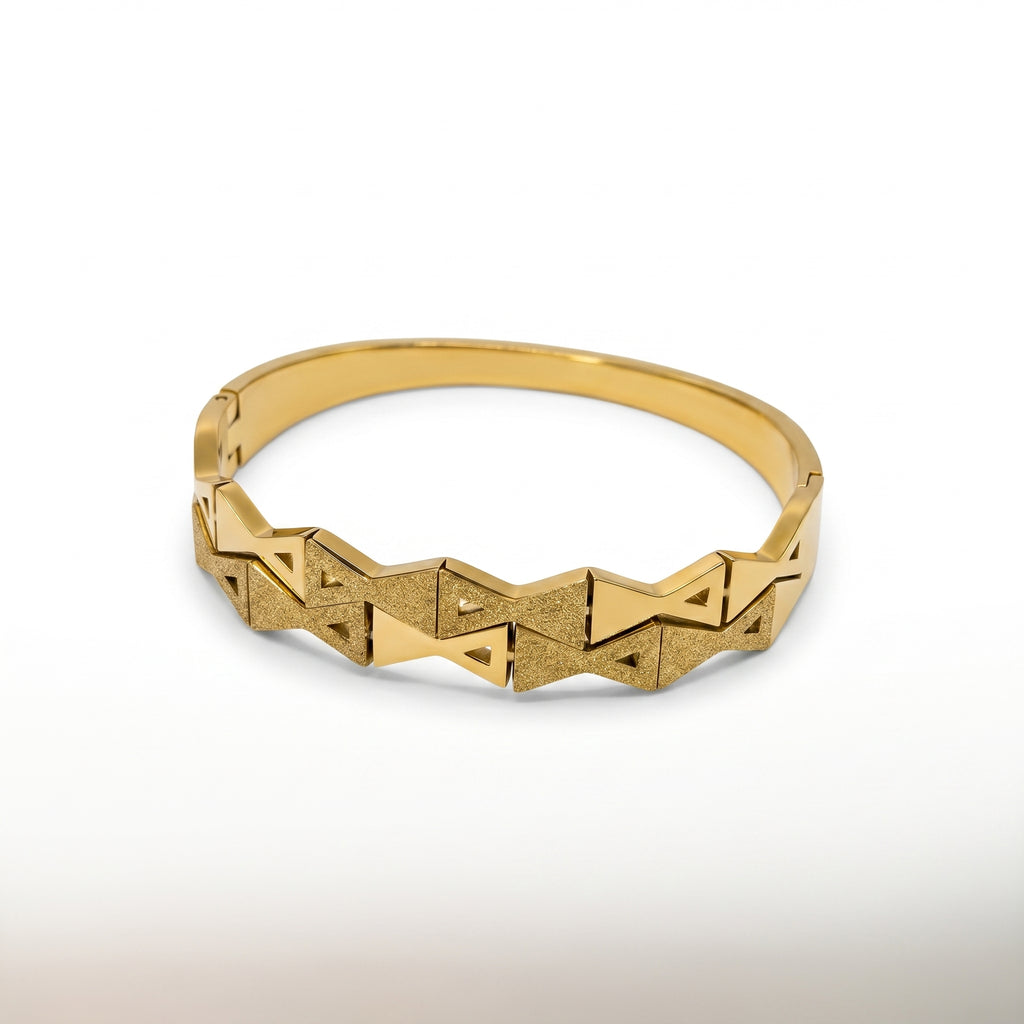 Geo Edge Gold Bangle Cuff