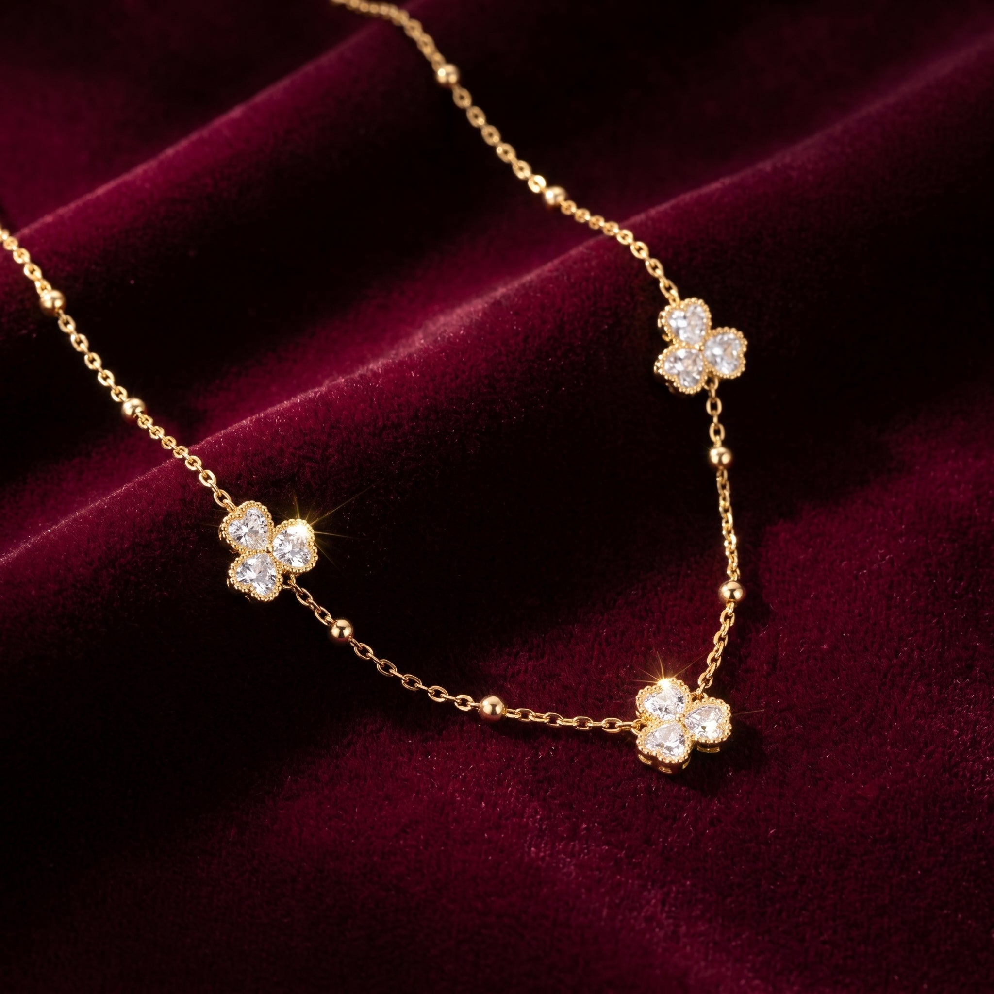 Clover Crystal Station Necklace (with earrings)
