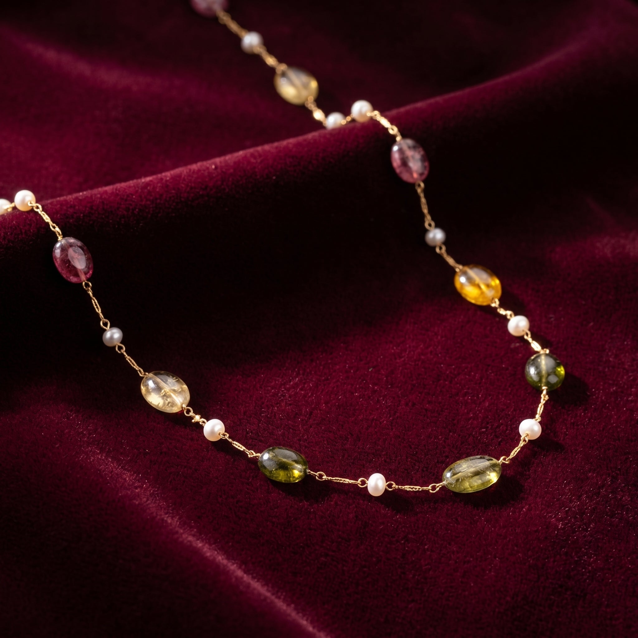 Aurora Gemstone Pearl Necklace
