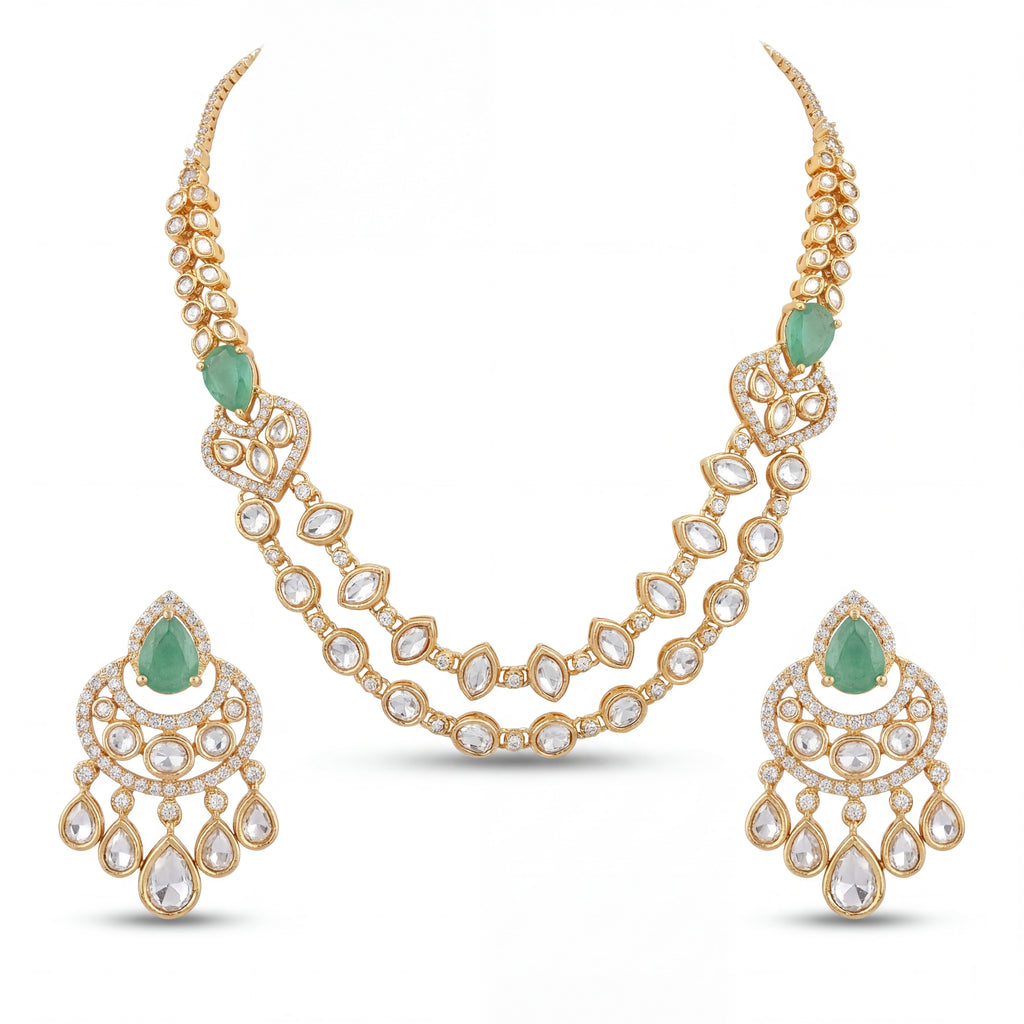 Rivaya Emerald Kundan Necklace Set