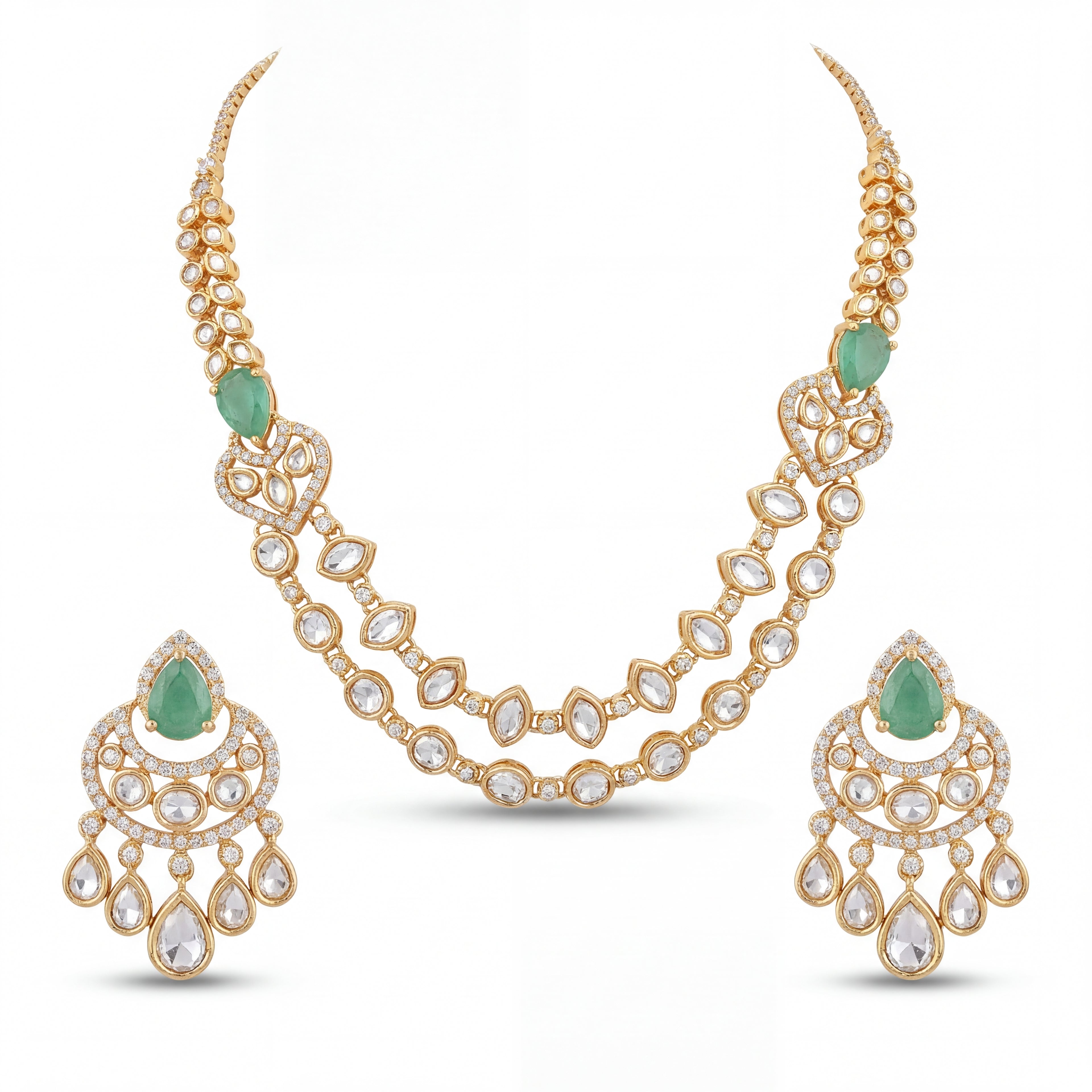 Rivaya Emerald Kundan Necklace Set