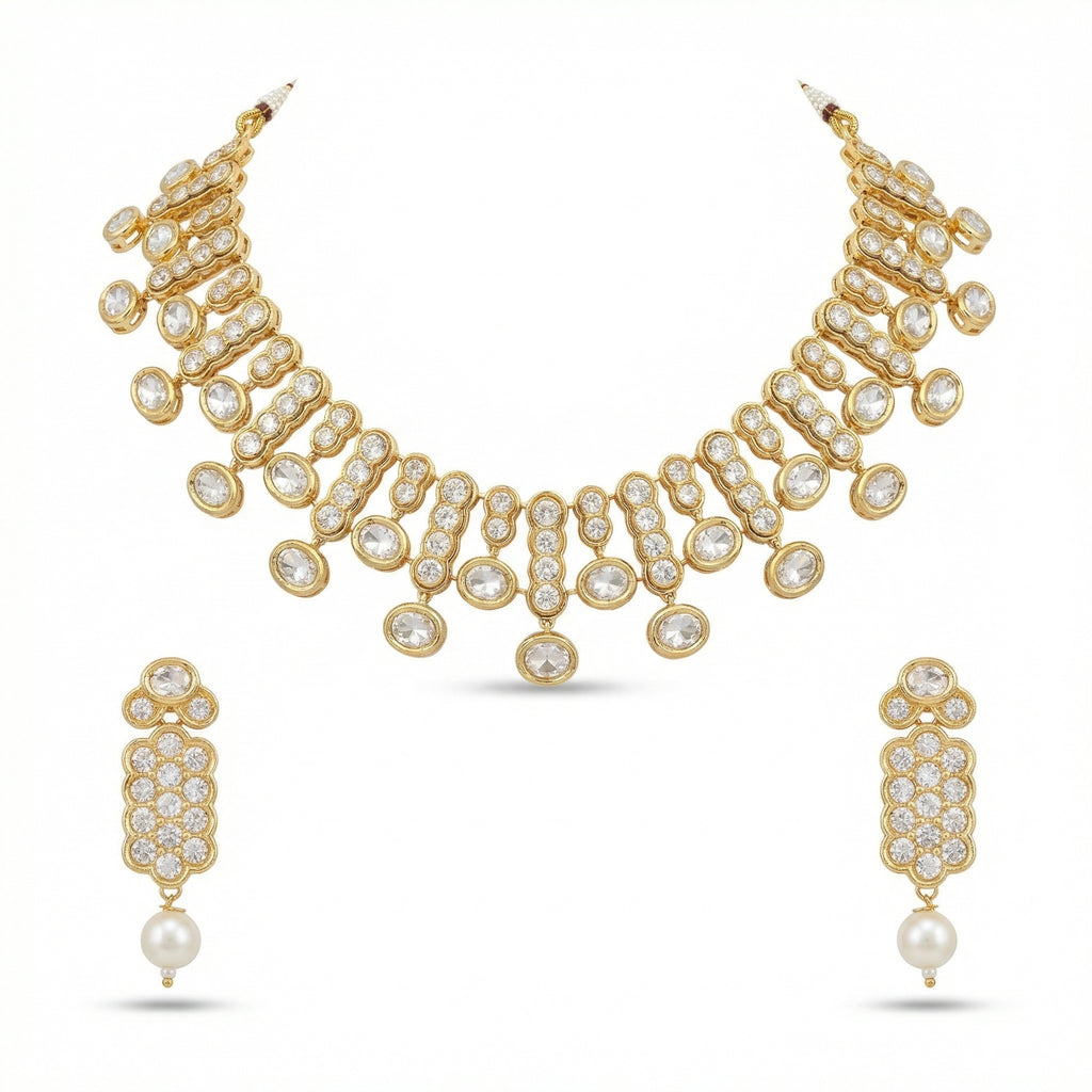 Rivaya Crystal Pearl Necklace Set
