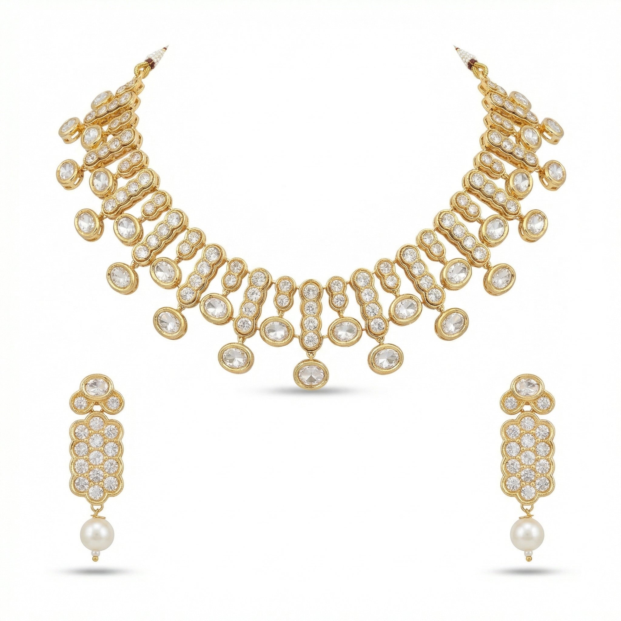 Rivaya Crystal Pearl Necklace Set