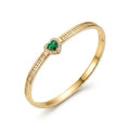 Emerald Heart Halo Cuff Bracelet