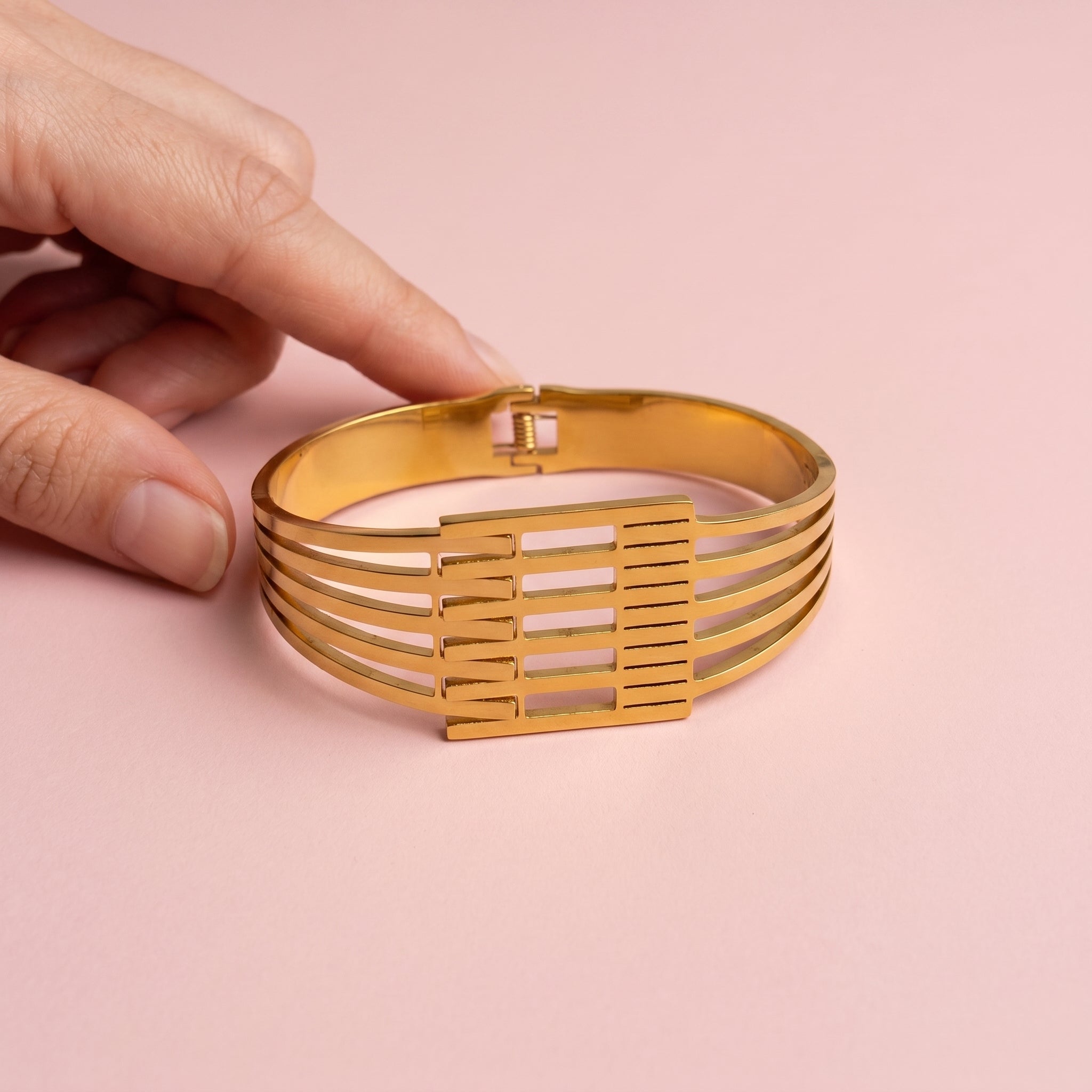 Urban Grid Gold Cuff Bracelet