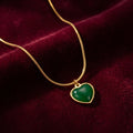 Emerald Heart Snake Chain Necklace