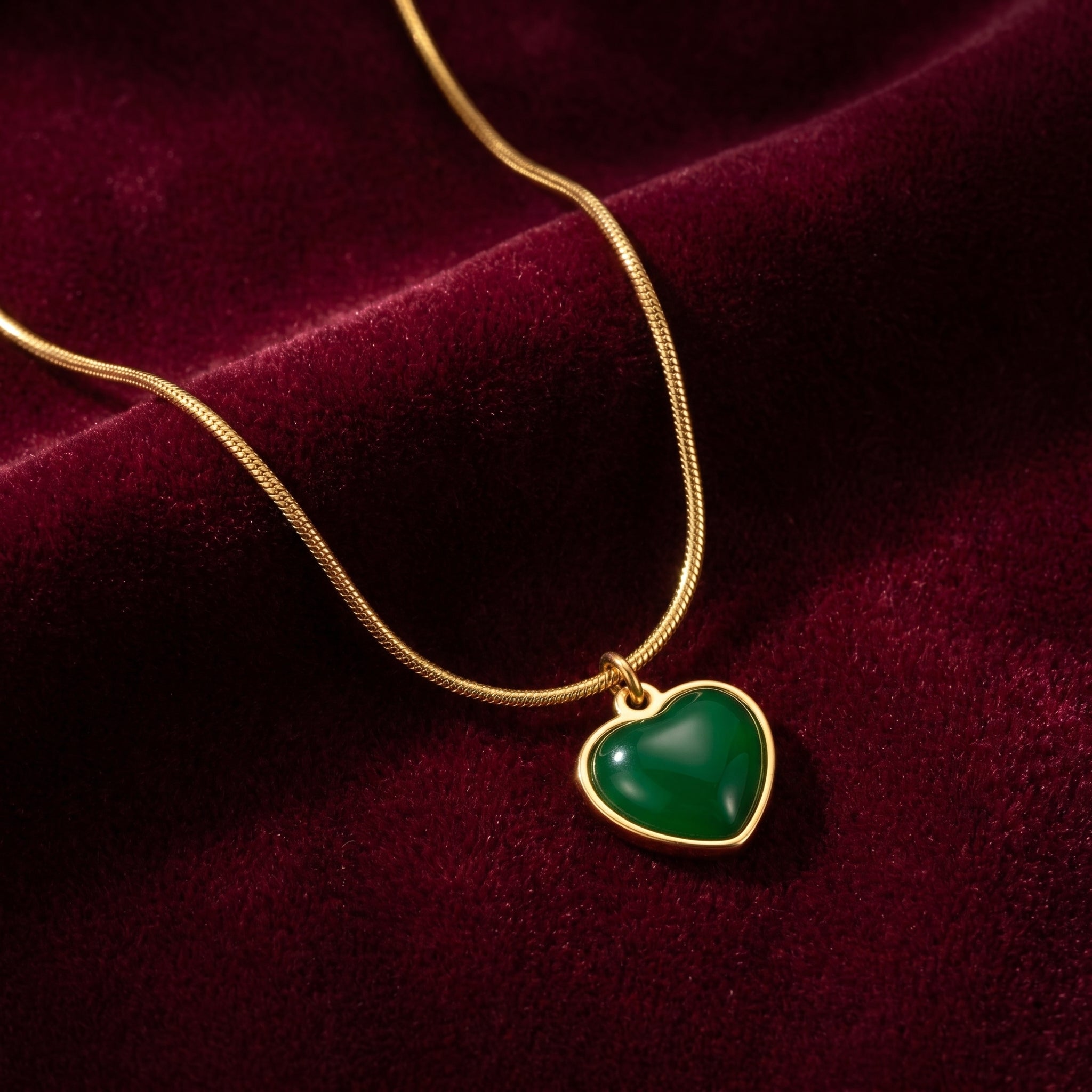 Emerald Heart Snake Chain Necklace
