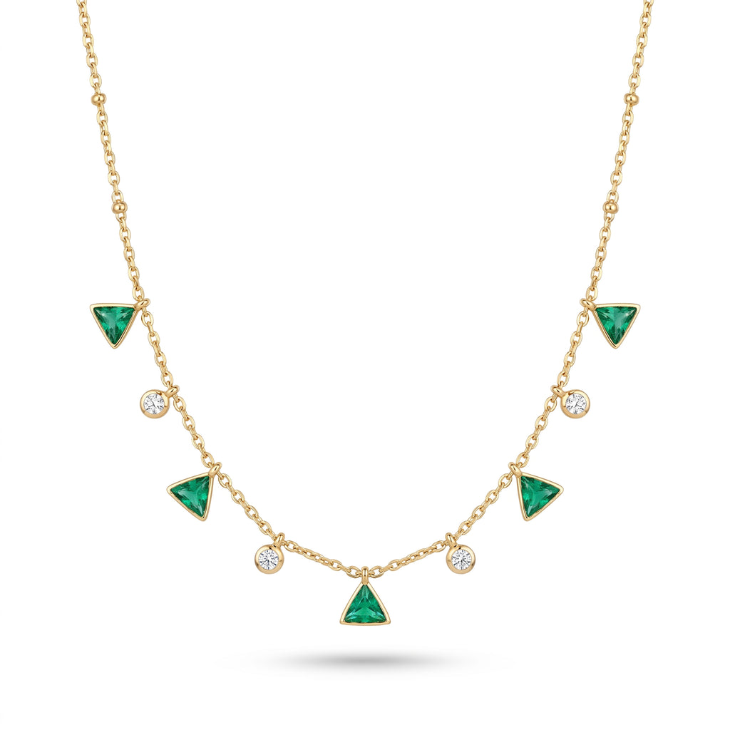 Emerald Charm Station Necklace (with earrings)