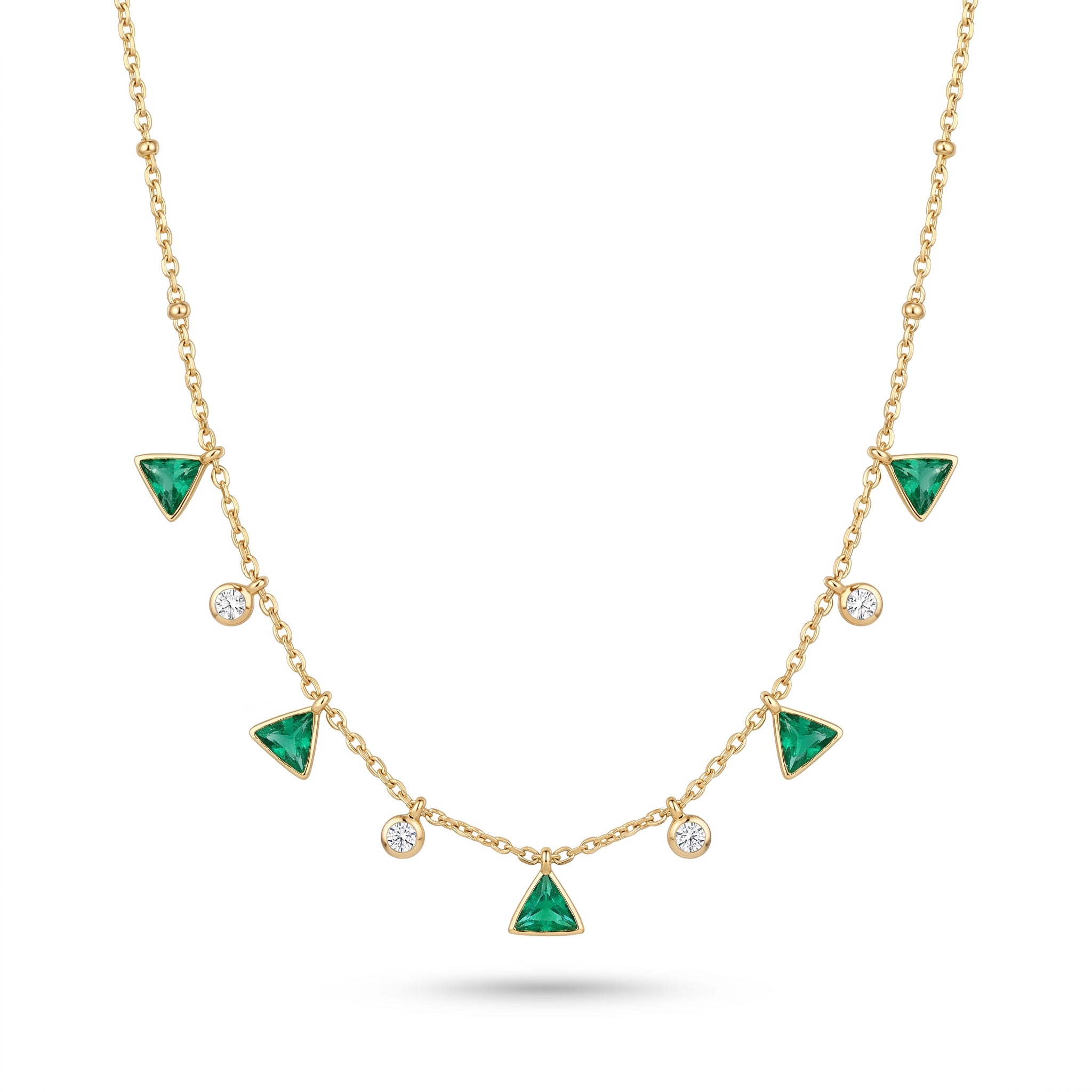 Emerald Charm Station Necklace (with earrings)