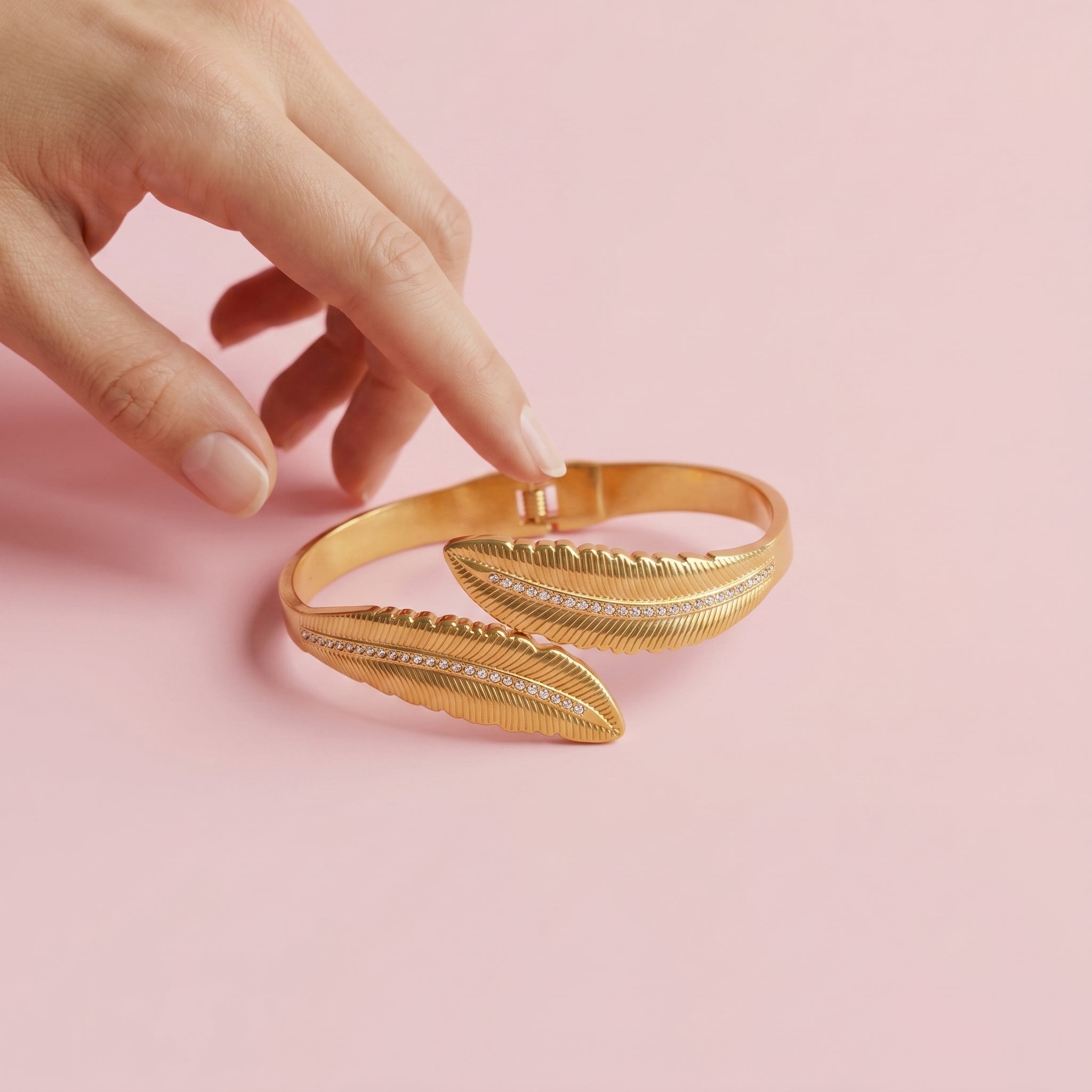 Golden Feather Luxe Cuff Bracelet