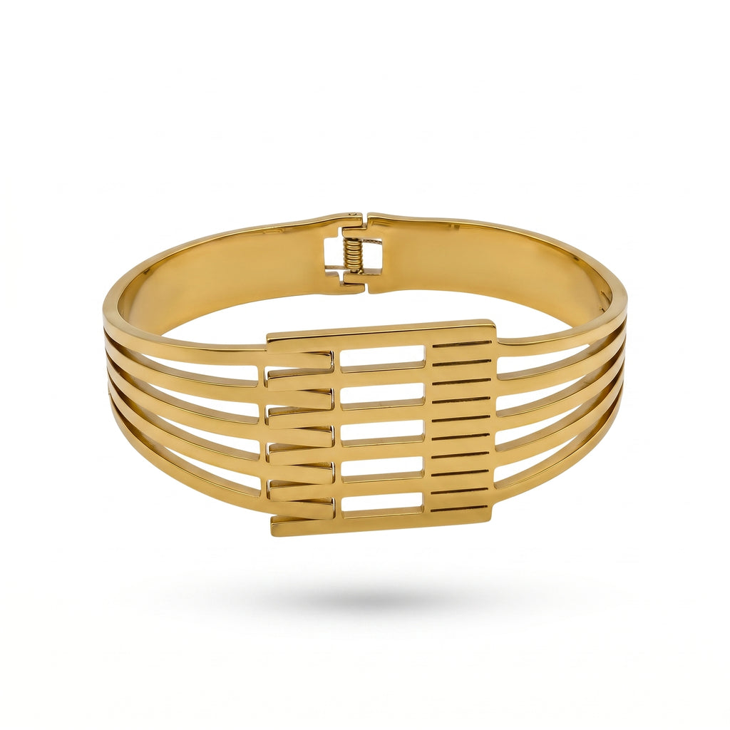 Urban Grid Gold Cuff Bracelet