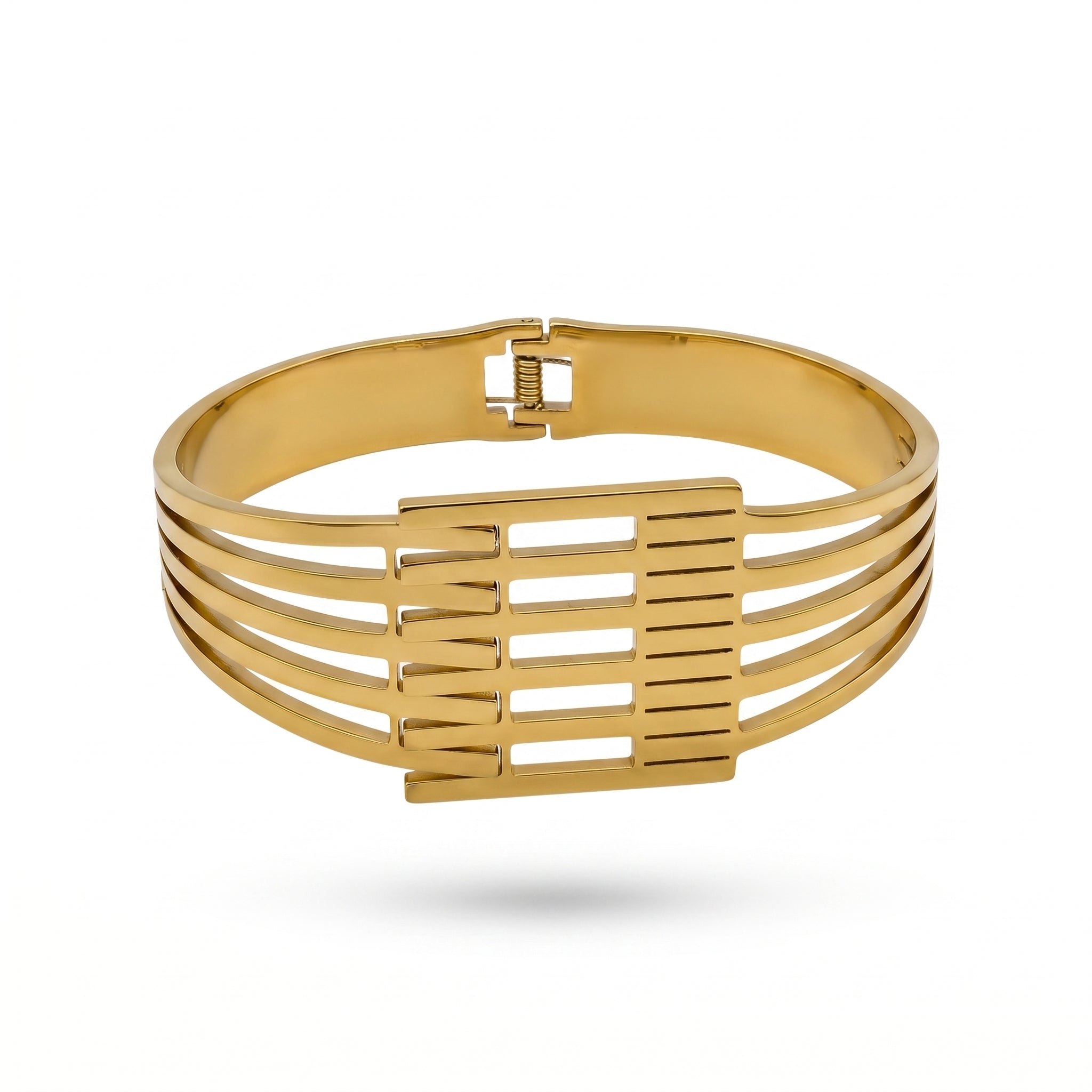 Urban Grid Gold Cuff Bracelet