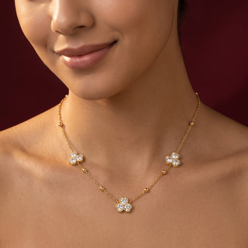 Clover Crystal Station Necklace (with earrings)