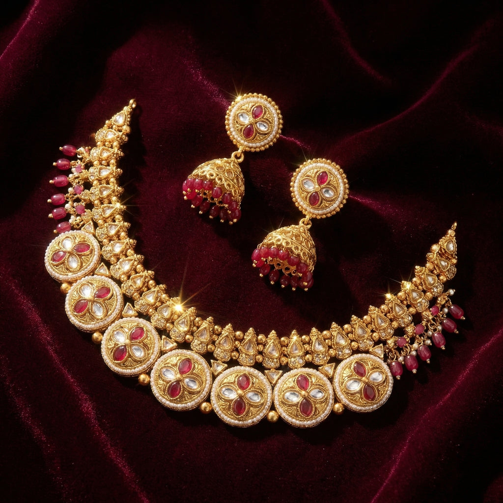 Rivaya Ruby Kundan Choker Set