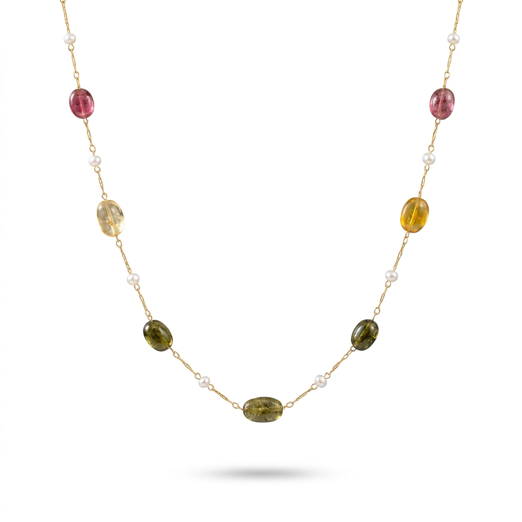 Aurora Gemstone Pearl Necklace