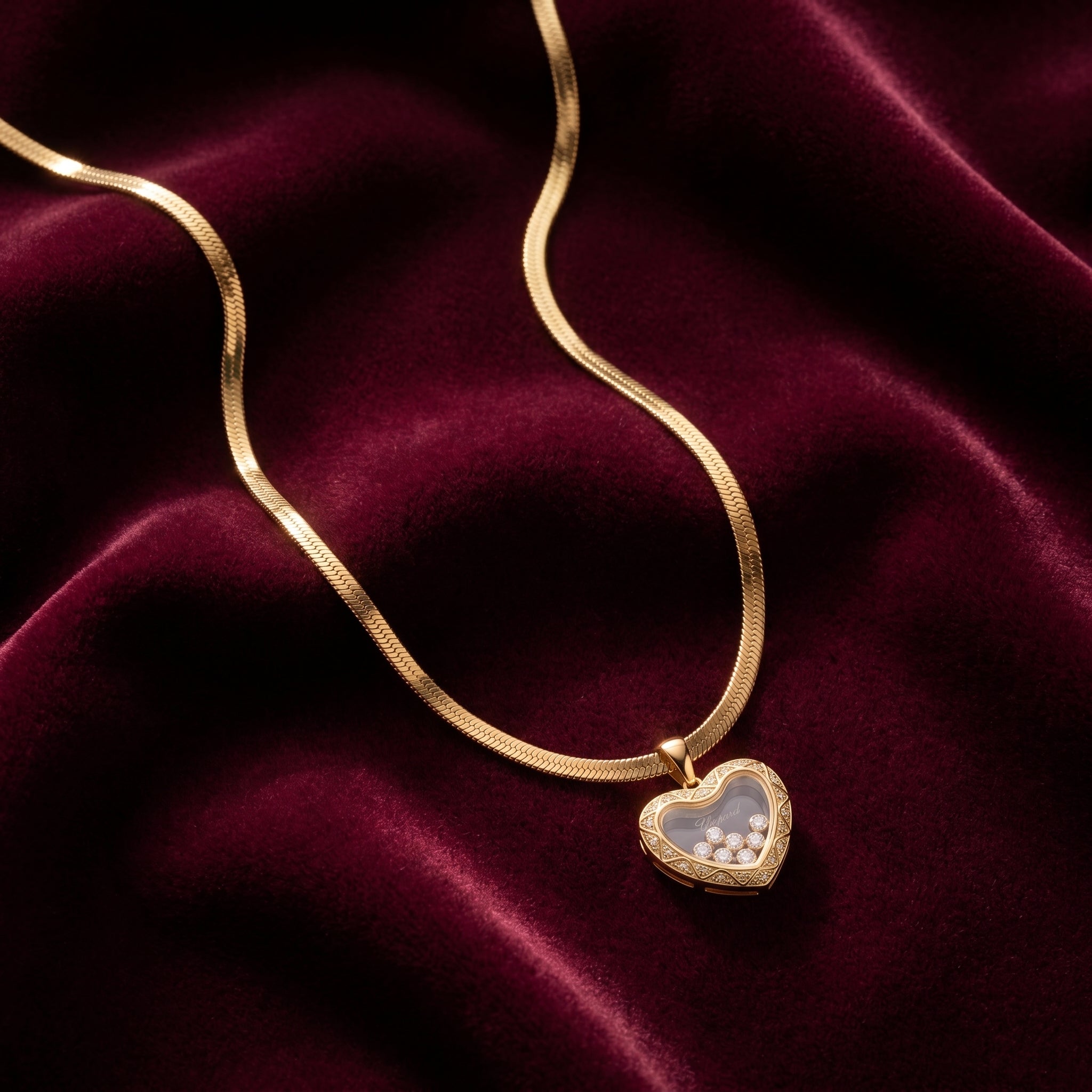 Luxe Heart Charm Snake Chain Necklace