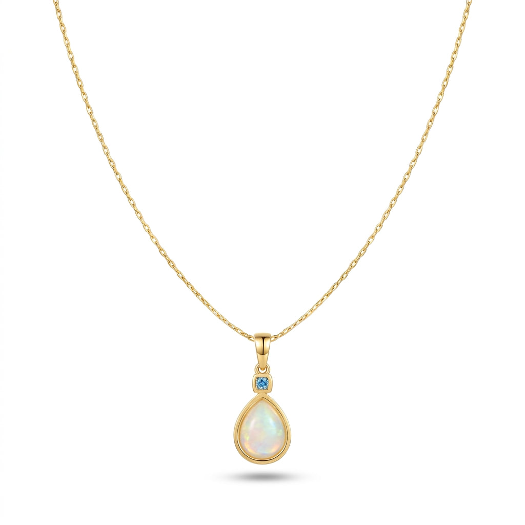Moon Opal Drop Pendant Necklace