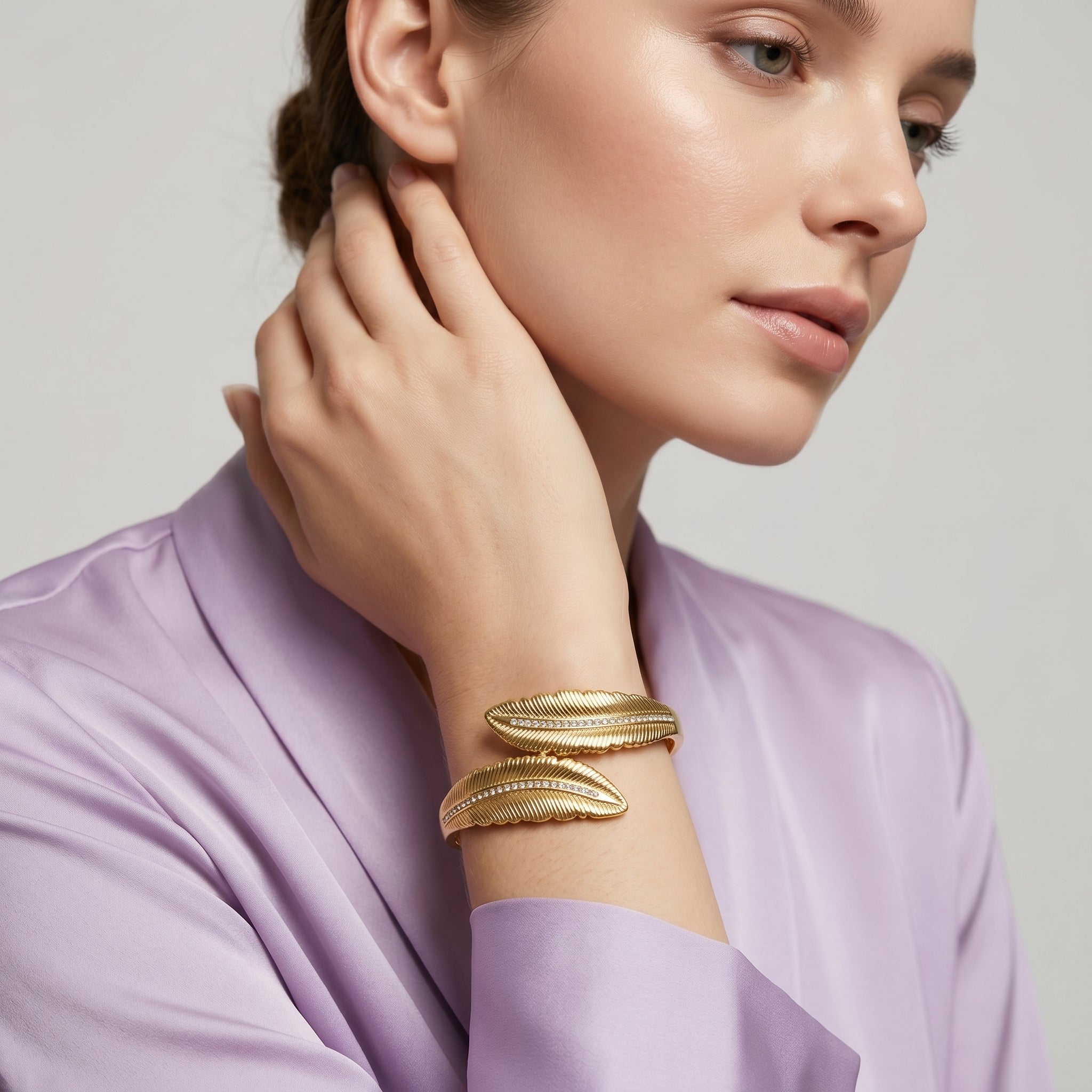 Golden Feather Luxe Cuff Bracelet