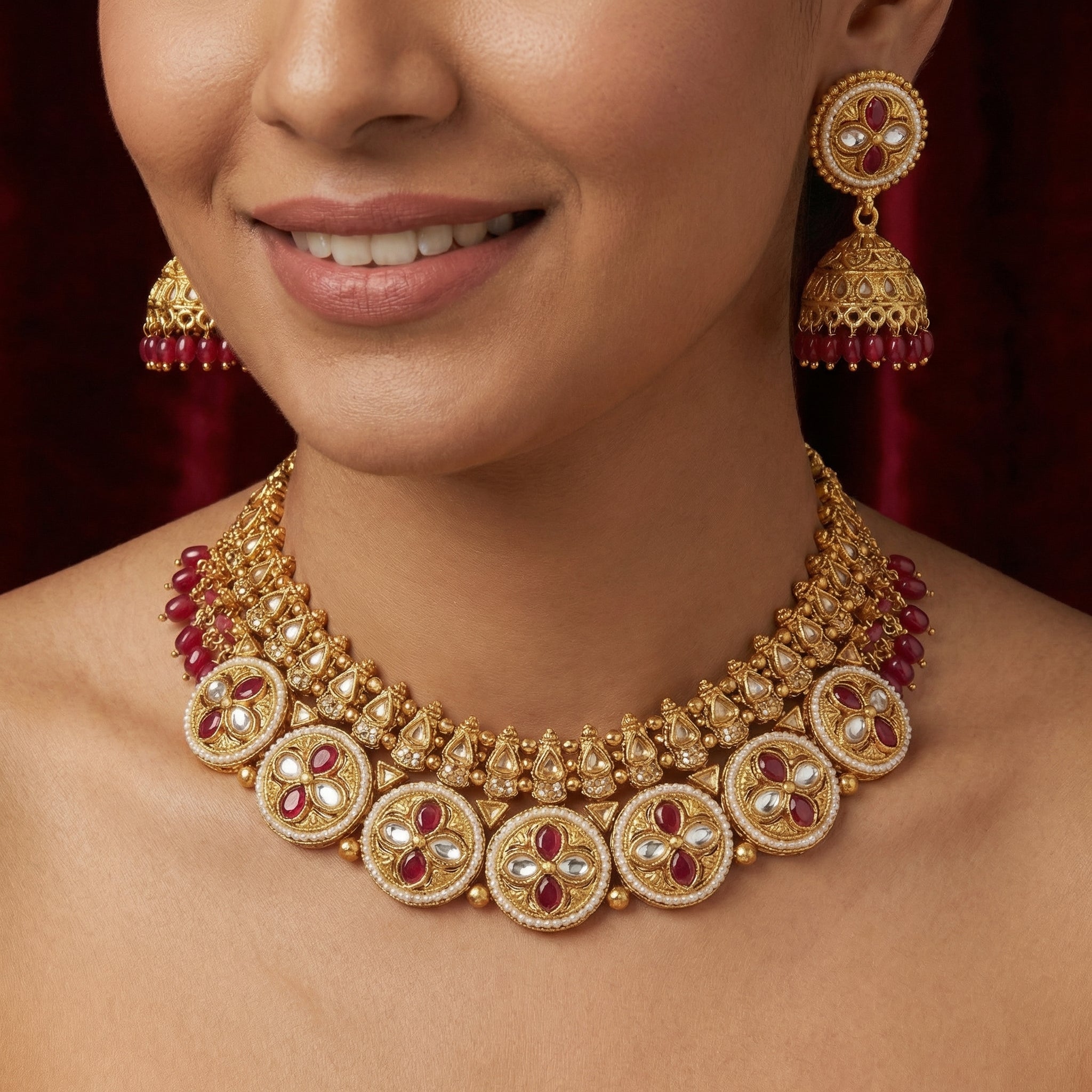 Rivaya Ruby Kundan Choker Set
