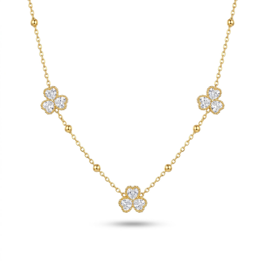 Clover Crystal Station Necklace (with earrings)