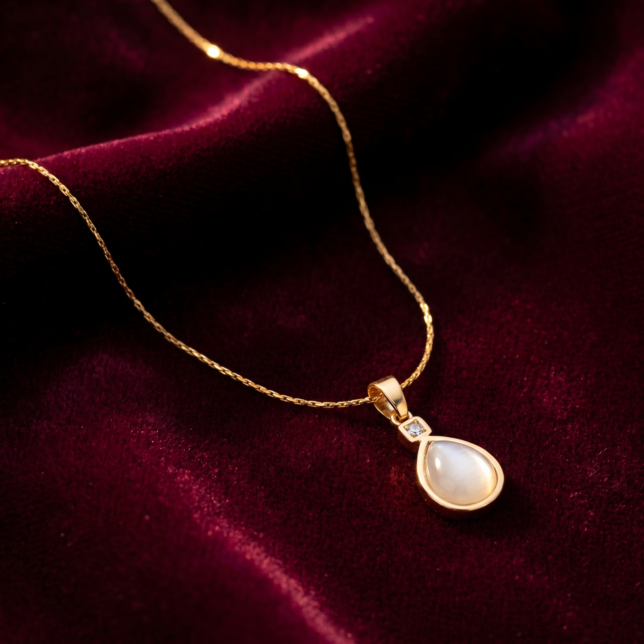 Moon Opal Drop Pendant Necklace