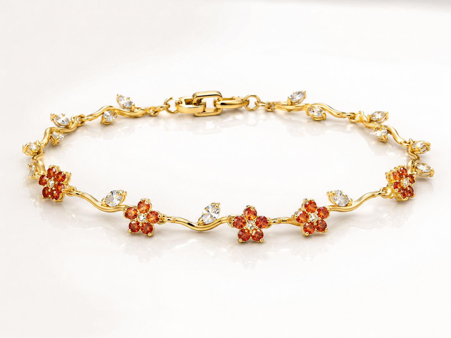 Rivaya Orange Floral Stone Bracelet