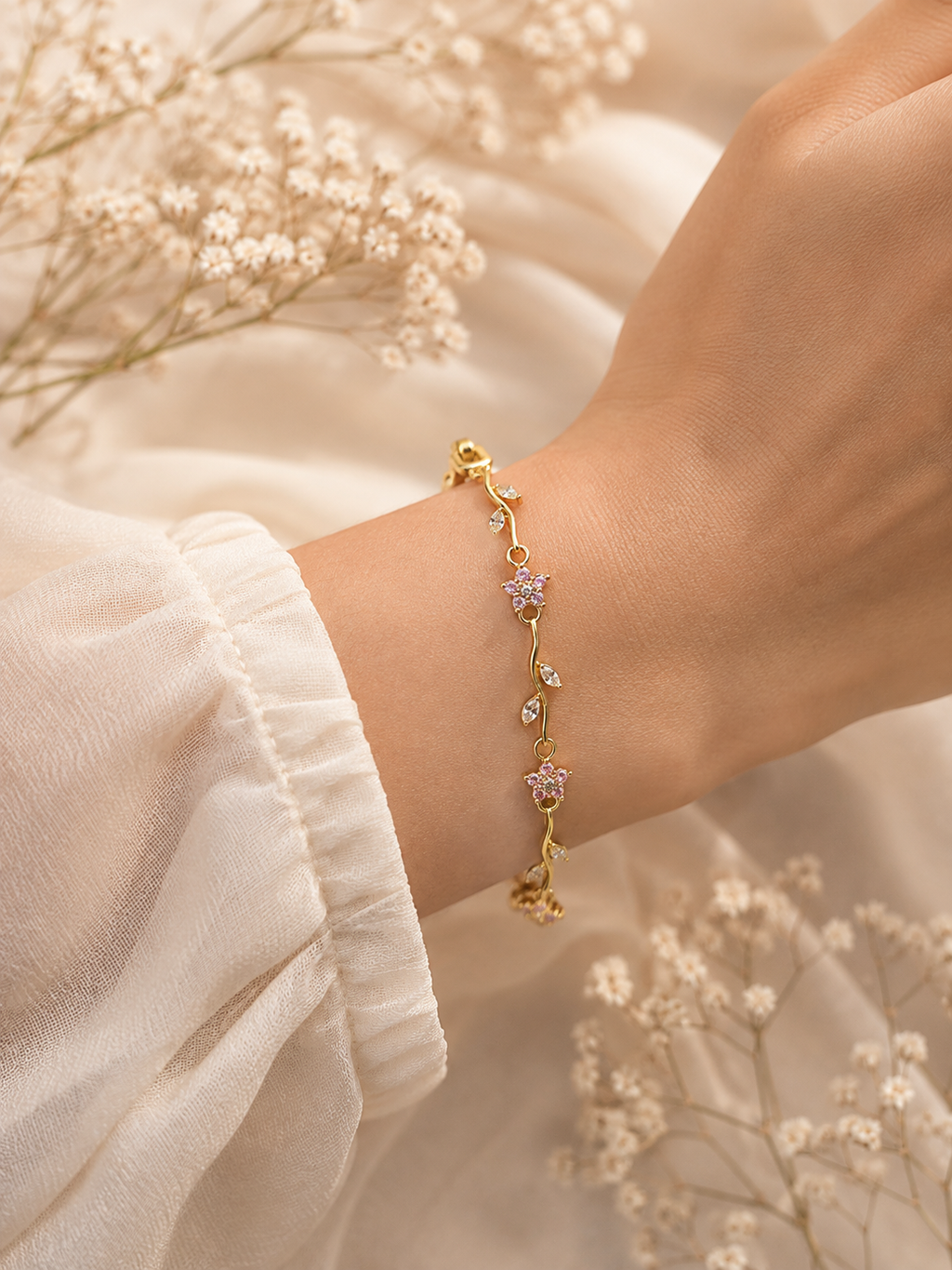 Rivaya Pink Floral Bracelet