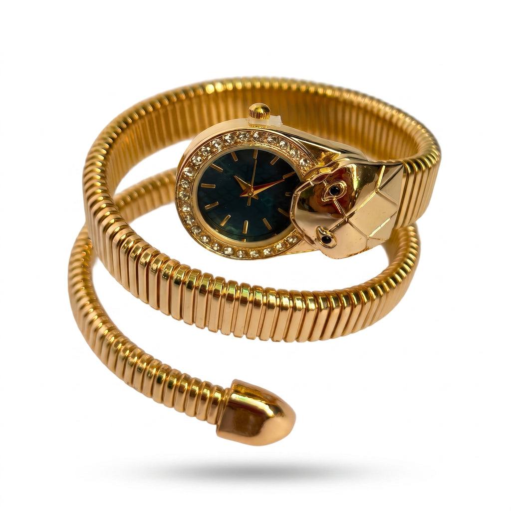 Serpenti Emerald Dial Gold Watch