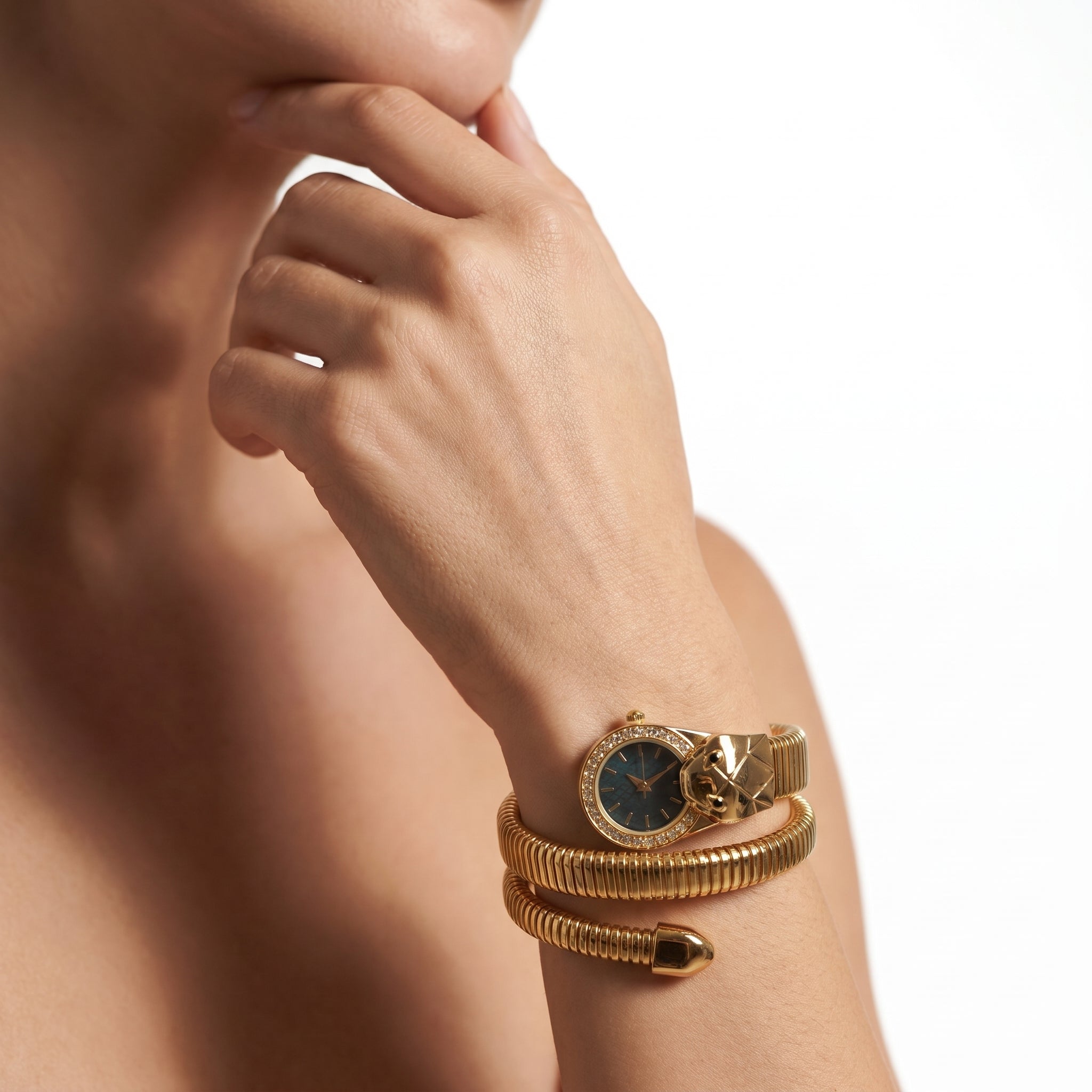 Serpenti Emerald Dial Gold Watch