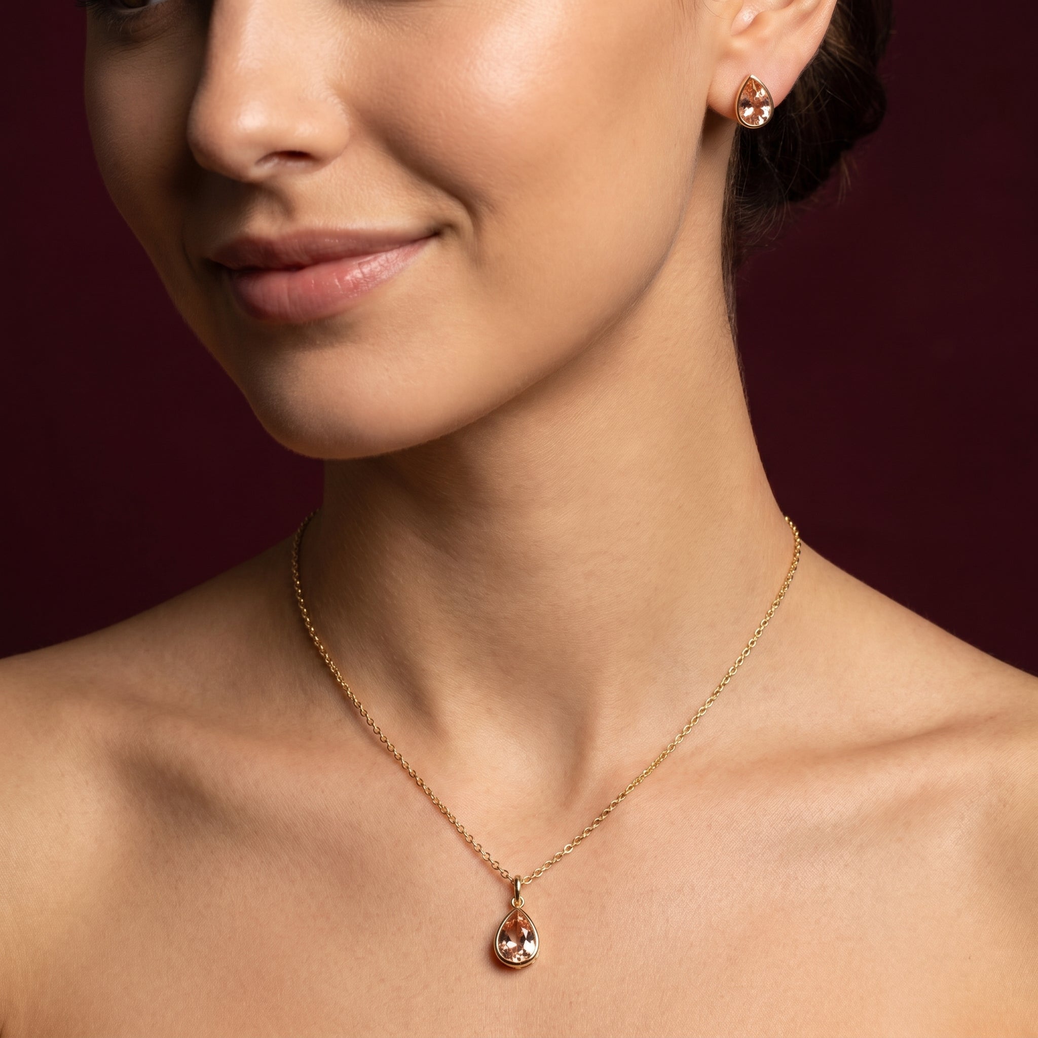 Champagne Drop Solitaire Necklace