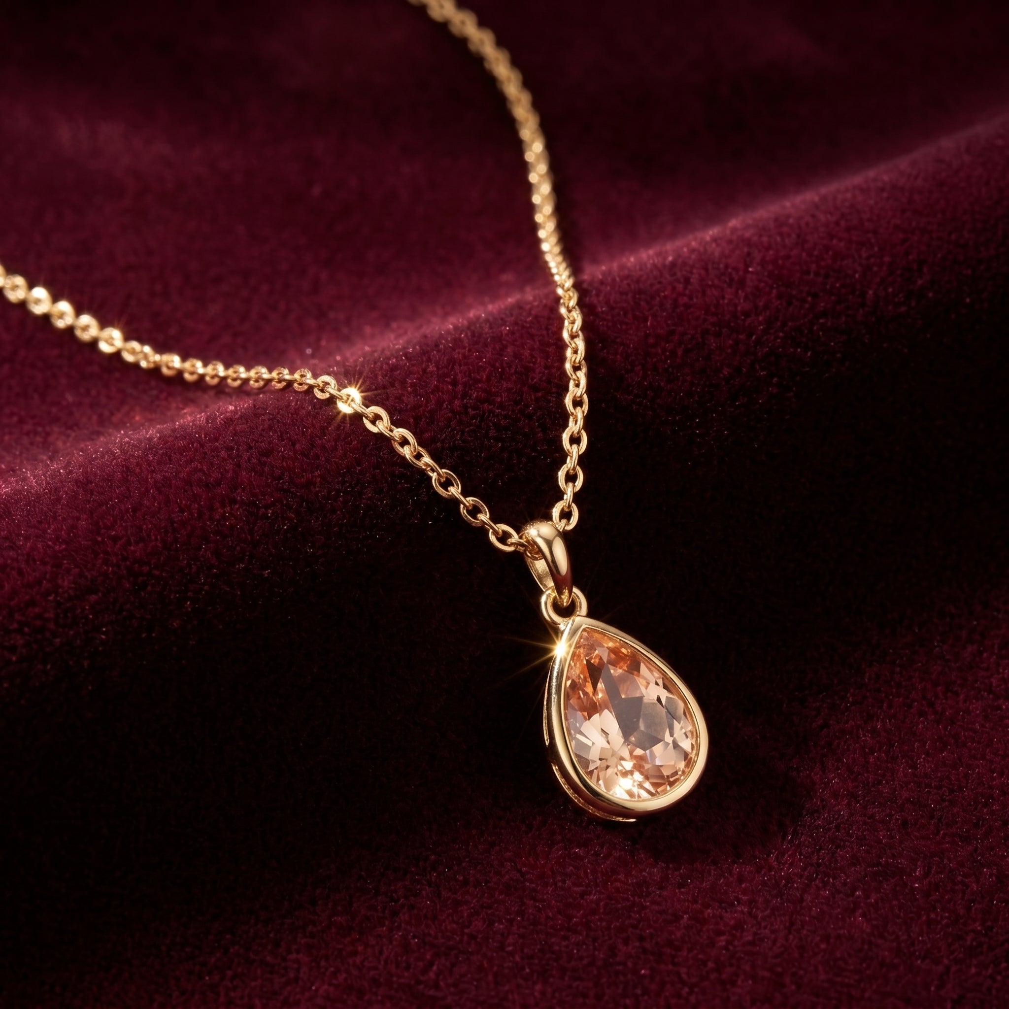 Champagne Drop Solitaire Necklace