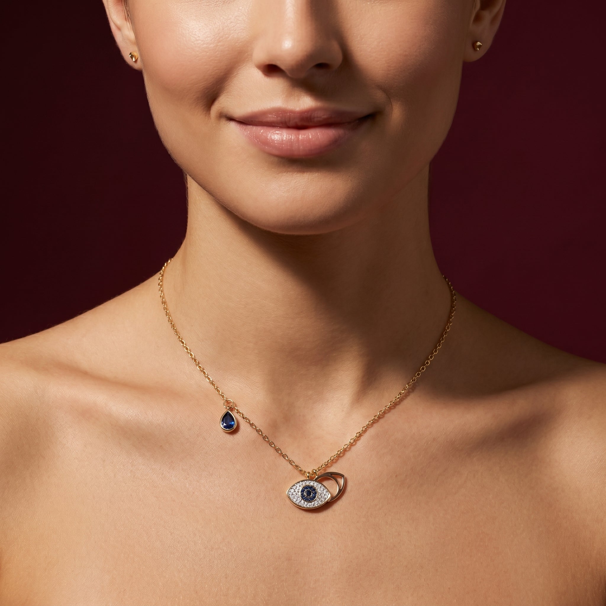 Evil Eye Charm Drop Necklace