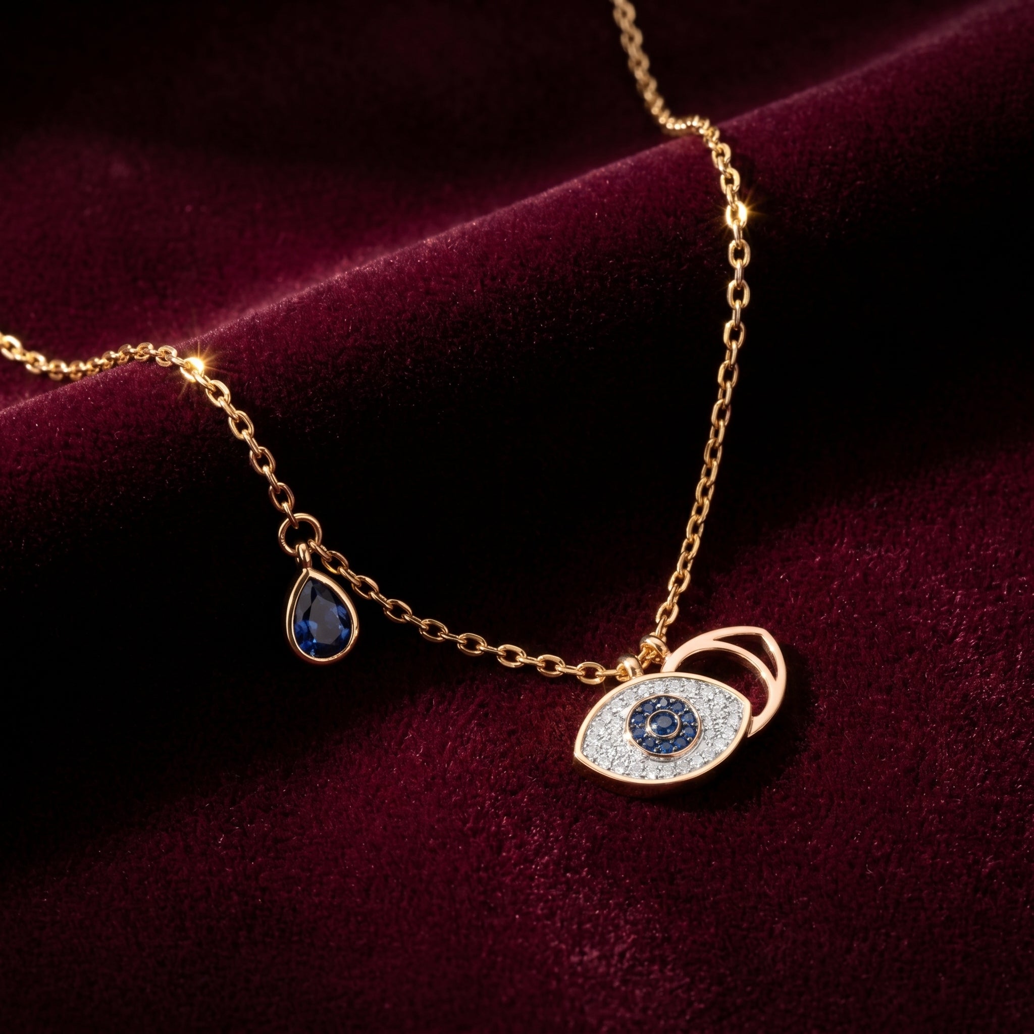 Evil Eye Charm Drop Necklace