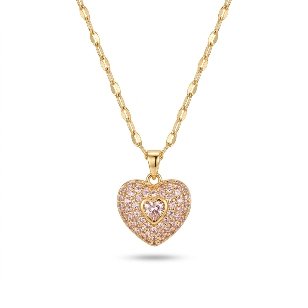 Blush Heart Pavé Necklace