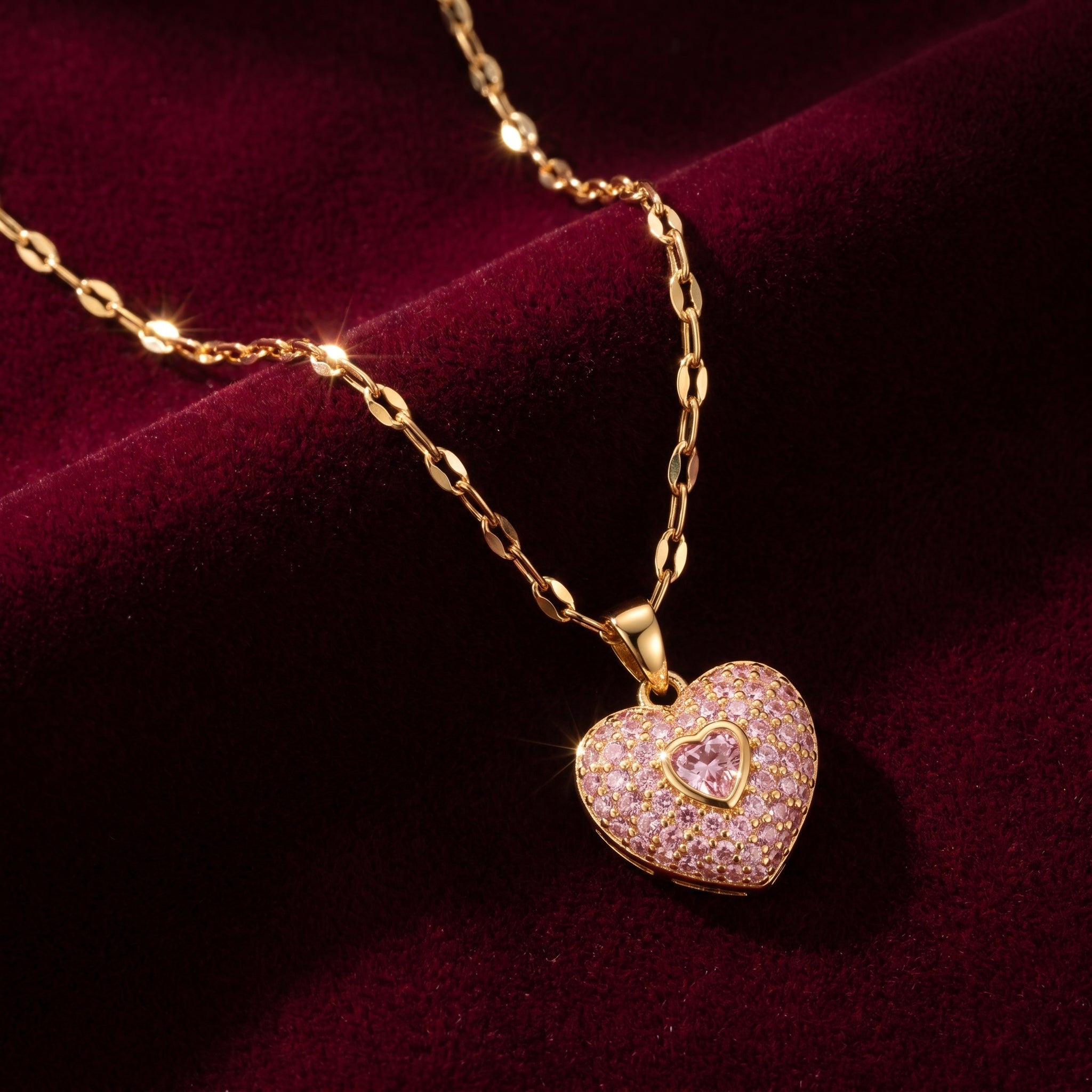 Blush Heart Pavé Necklace