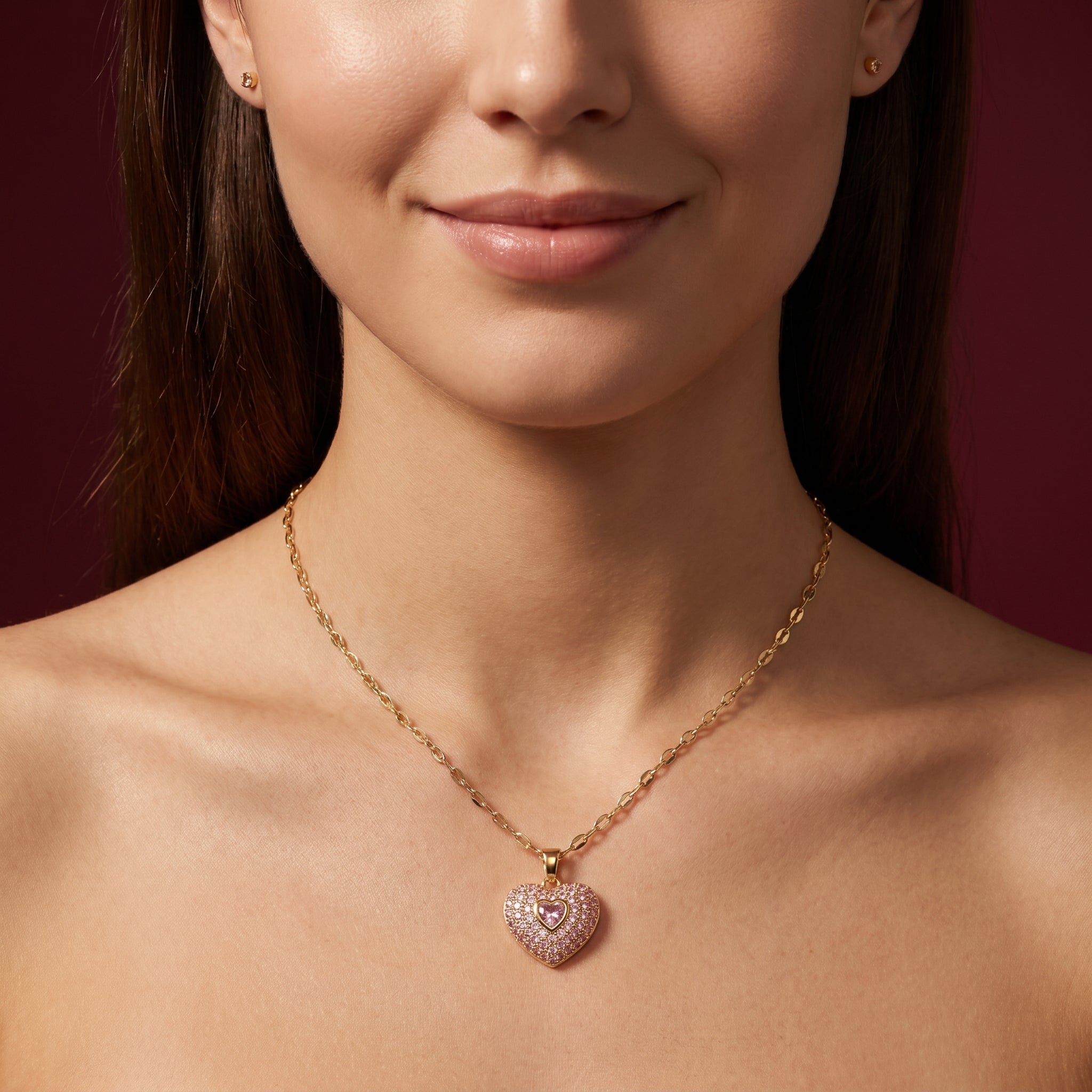 Blush Heart Pavé Necklace
