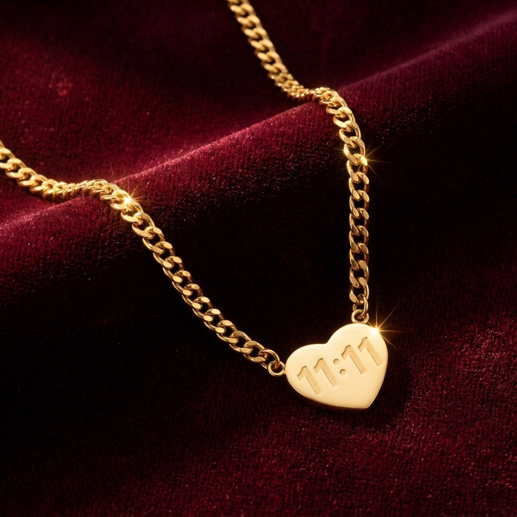 1111 Heart Charm Necklace