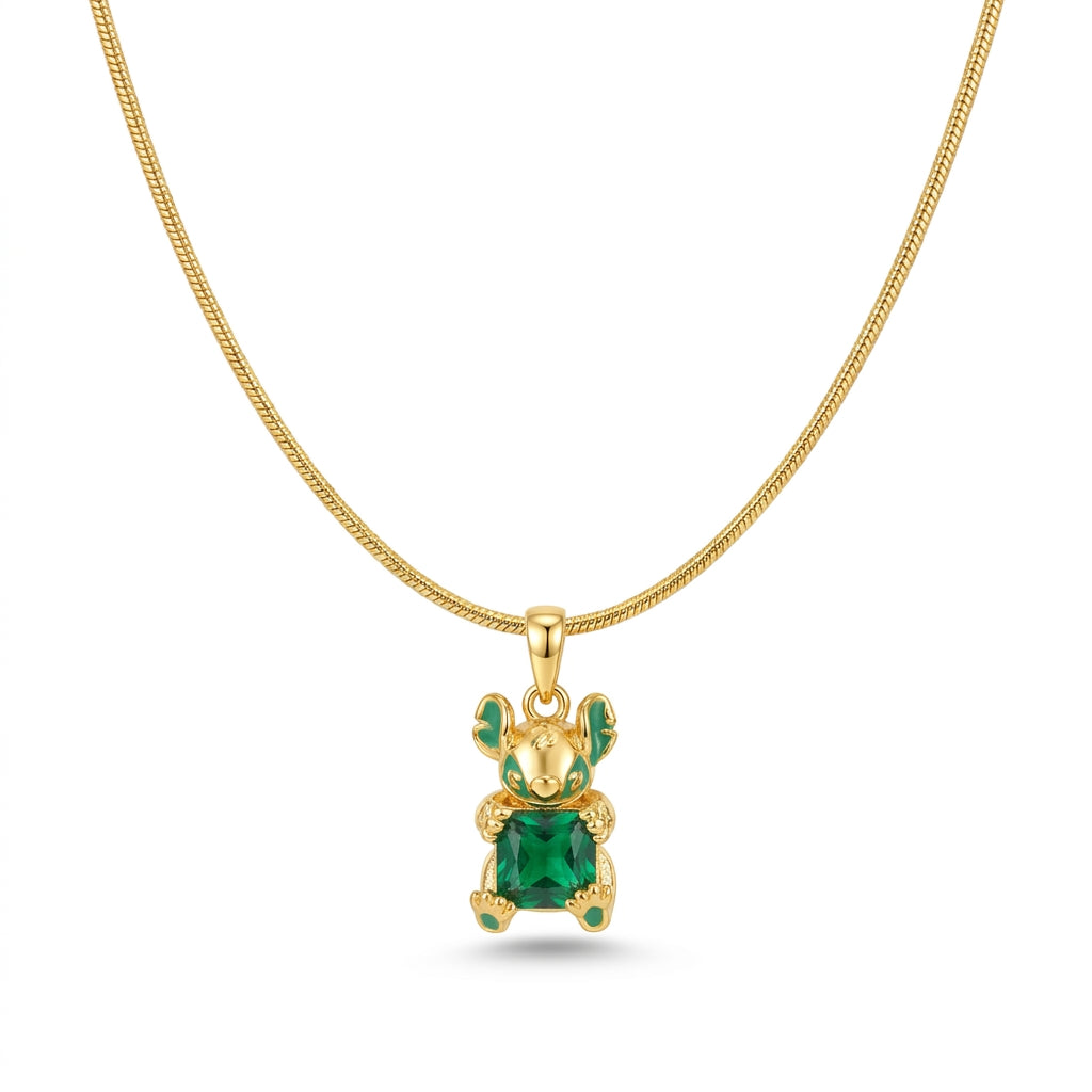 Emeral Teddy Charm Necklace