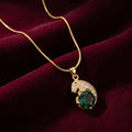 Emerald Panther Charm Necklace
