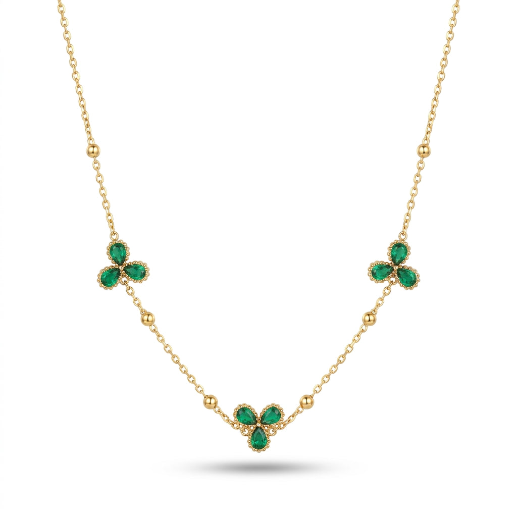 Emerald Clover Charm Necklace