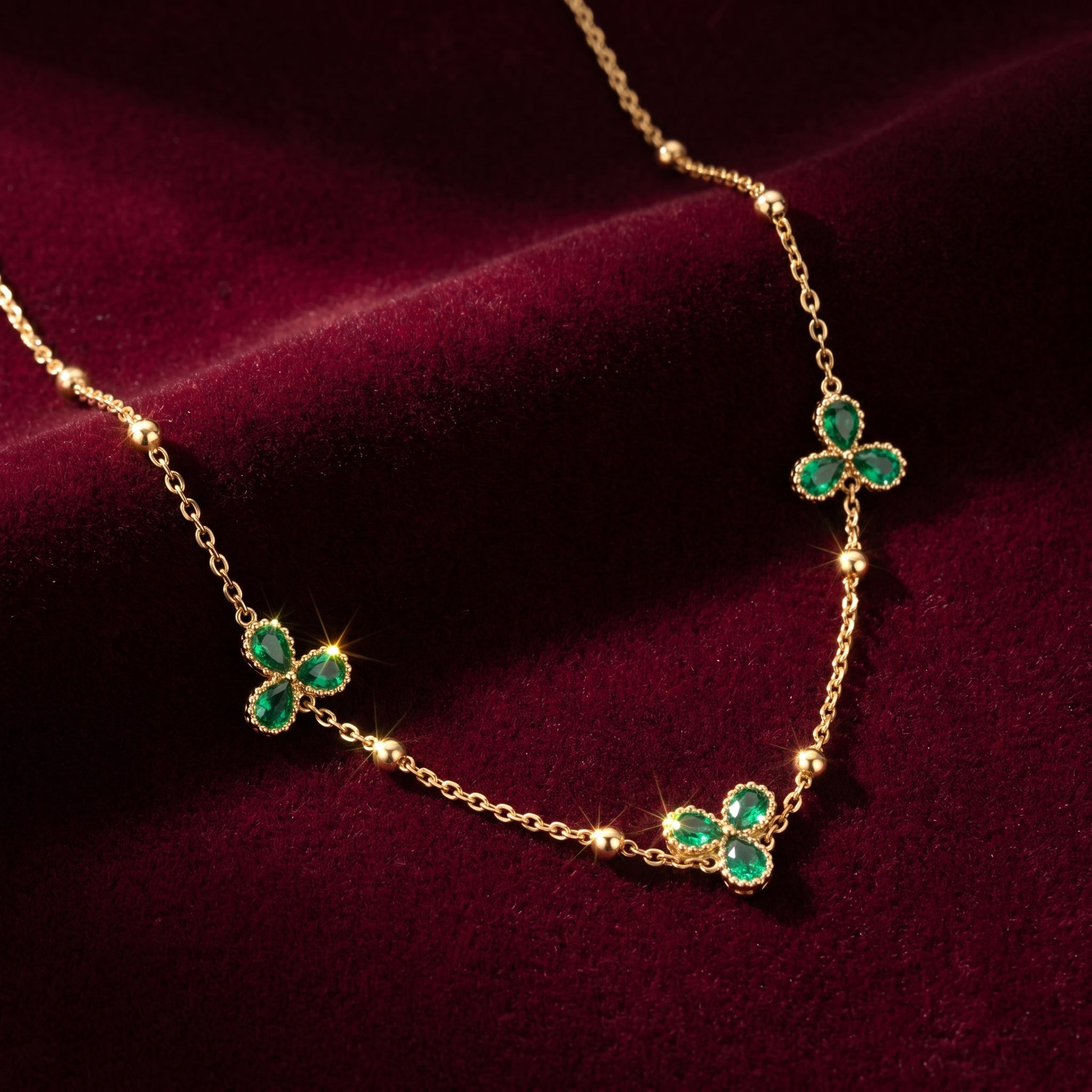 Emerald Clover Charm Necklace