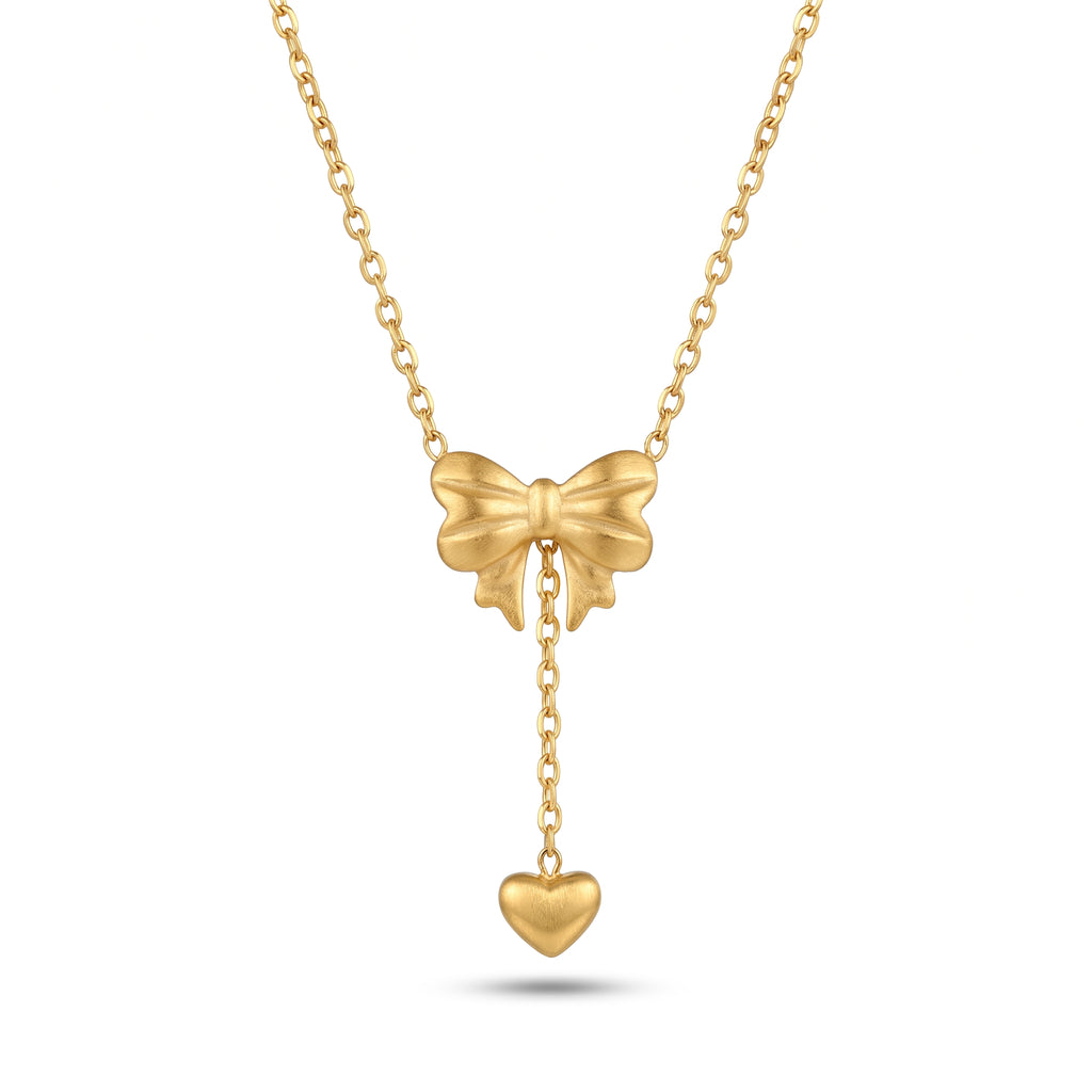 Golden Bow Drop Necklace
