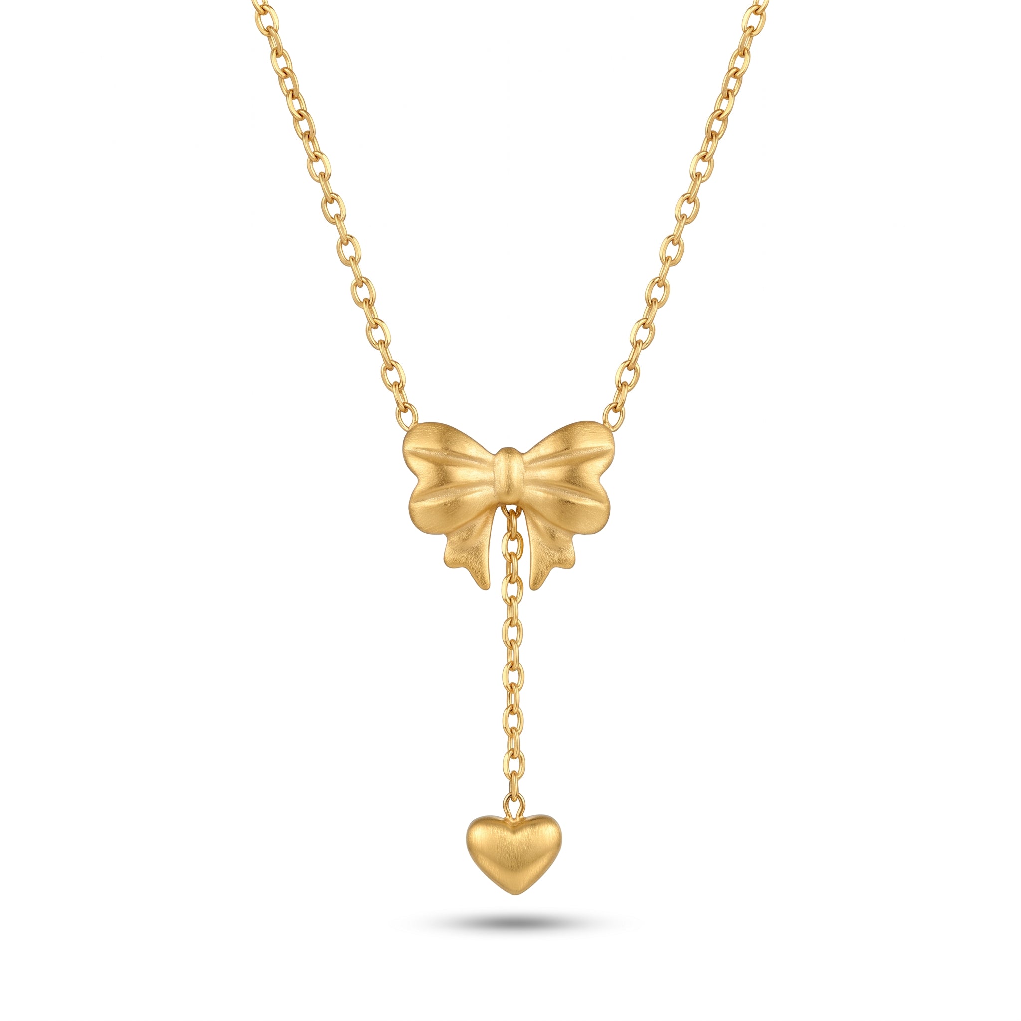 Golden Bow Drop Necklace