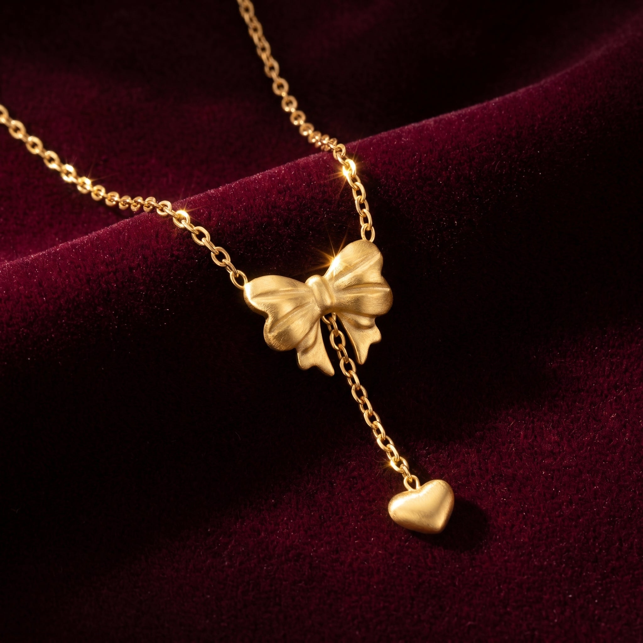 Golden Bow Drop Necklace