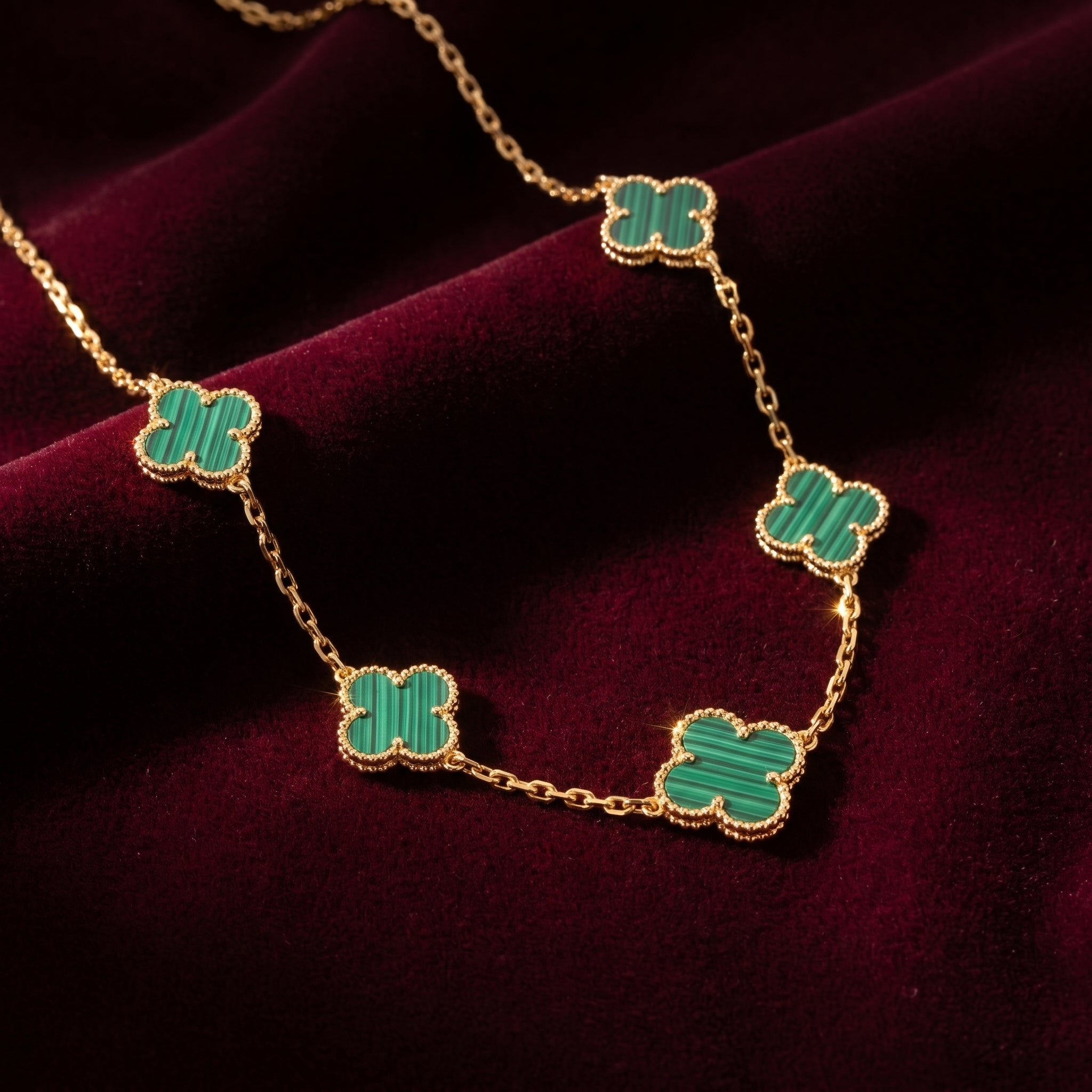 Emerald Clover Station Necklace