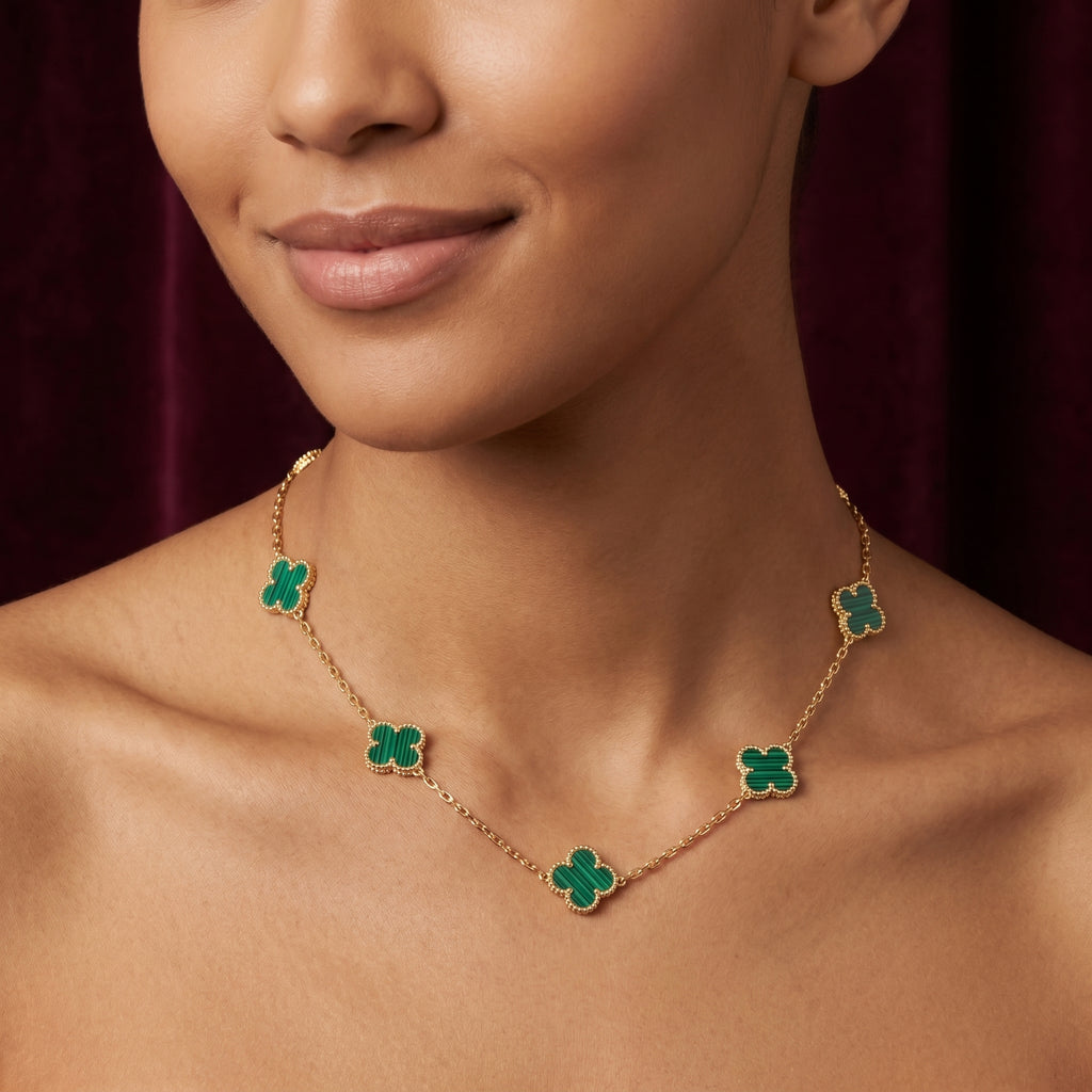 Emerald Clover Station Necklace